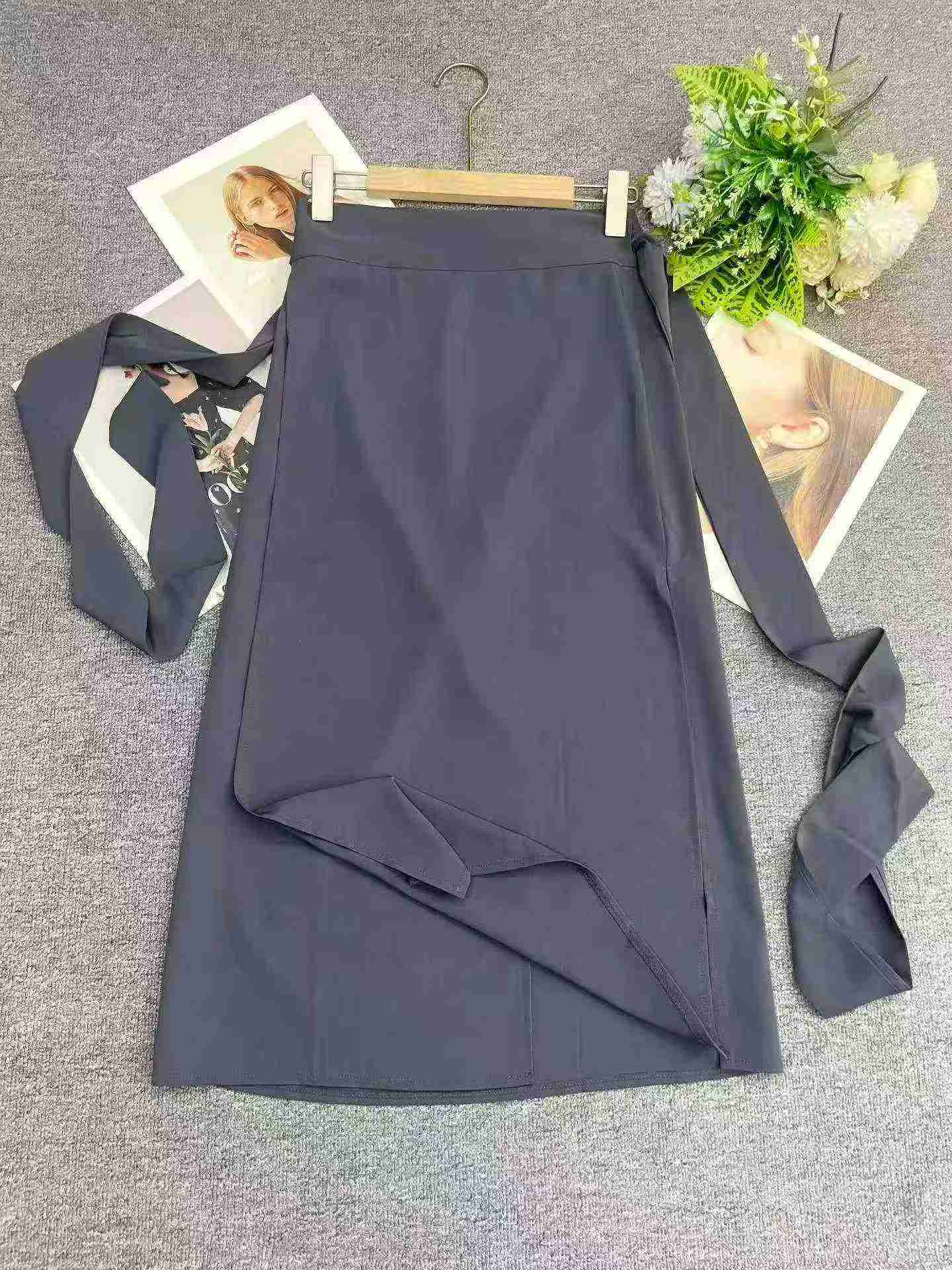 94 Pcs Recycled Irregular Slit Lace-Up High Waist A-Line Skirts - Image 3