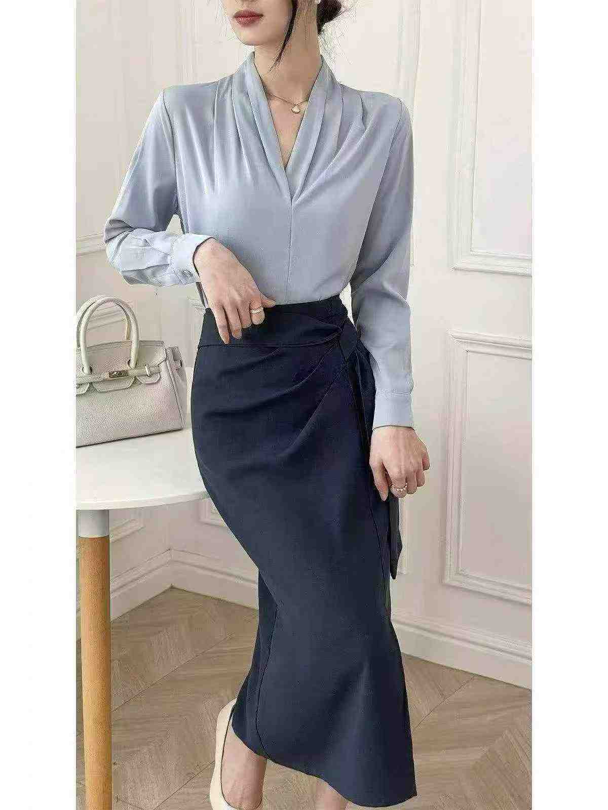 94 Pcs Recycled Irregular Slit Lace-Up High Waist A-Line Skirts - Image 5