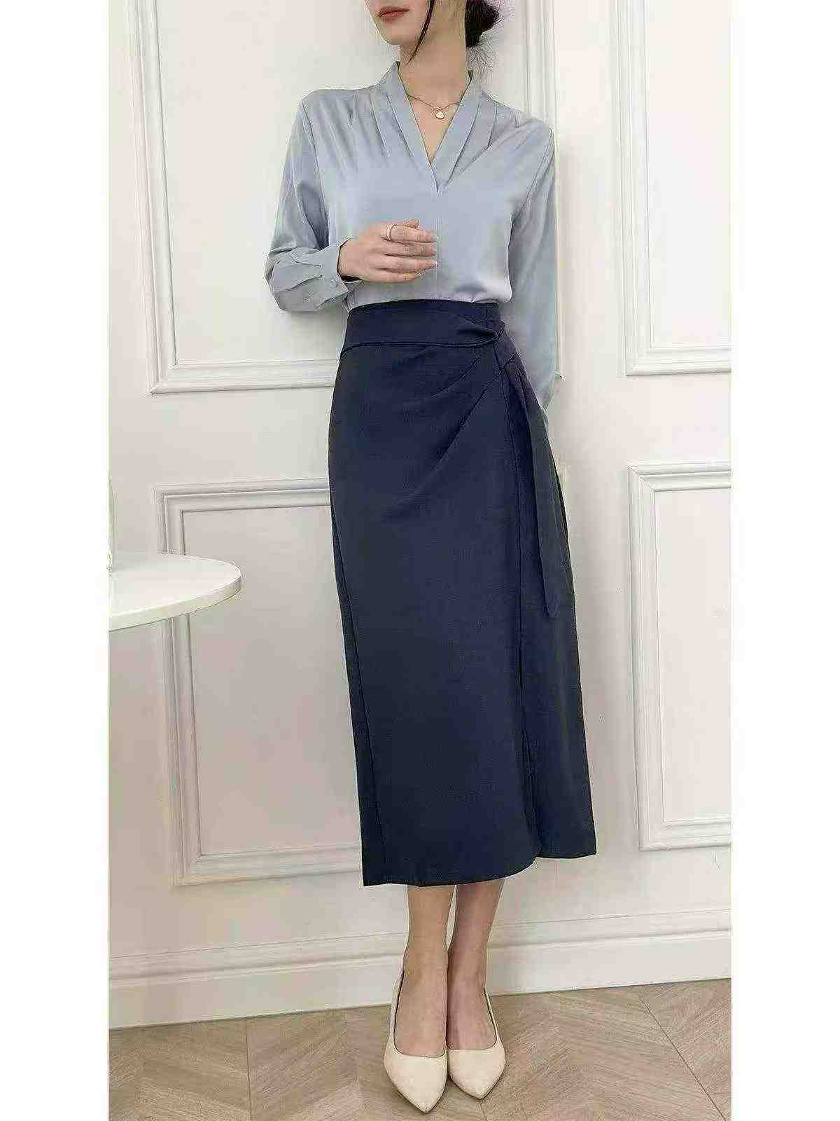 94 Pcs Recycled Irregular Slit Lace-Up High Waist A-Line Skirts - Image 6