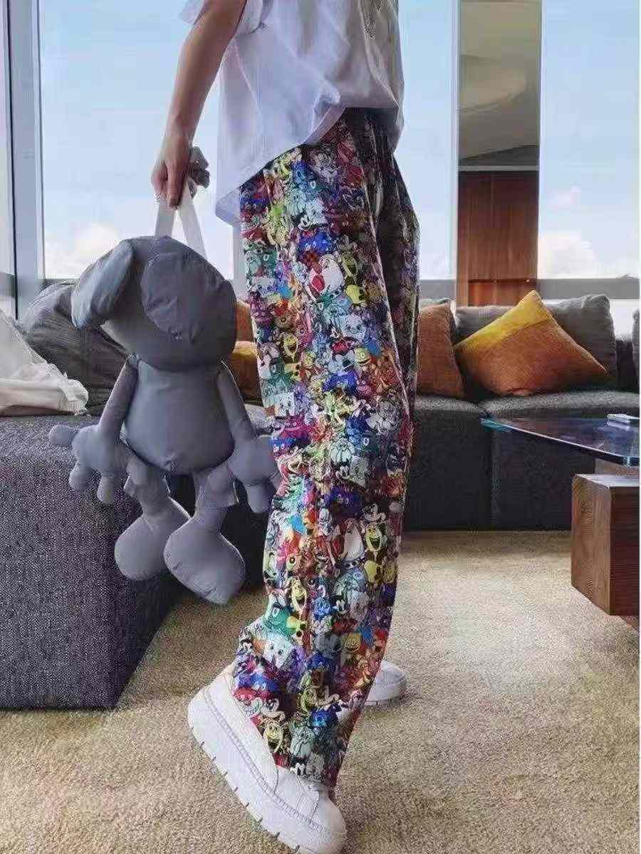 902 Pcs Hangzhou Trendy Brand Women's Cartoon Print Wide Leg Casual Pants - Image 8