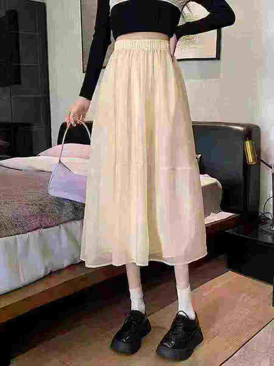 About 130 Pcs High Quality Summer White Mesh A-line Skirts For Petite Women - Image 2