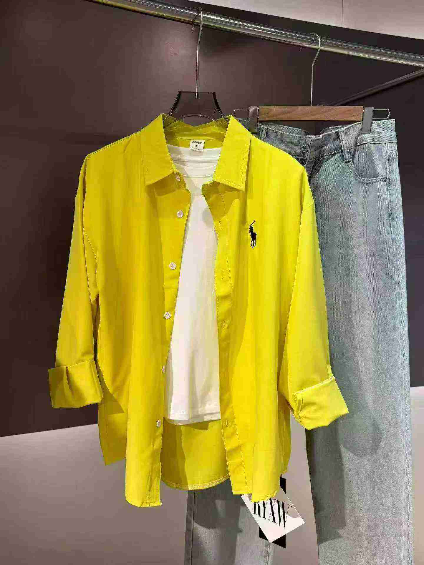 Korean Style Casual Embroidered Yellow Shirt Jacket 391 Pieces - Image 3