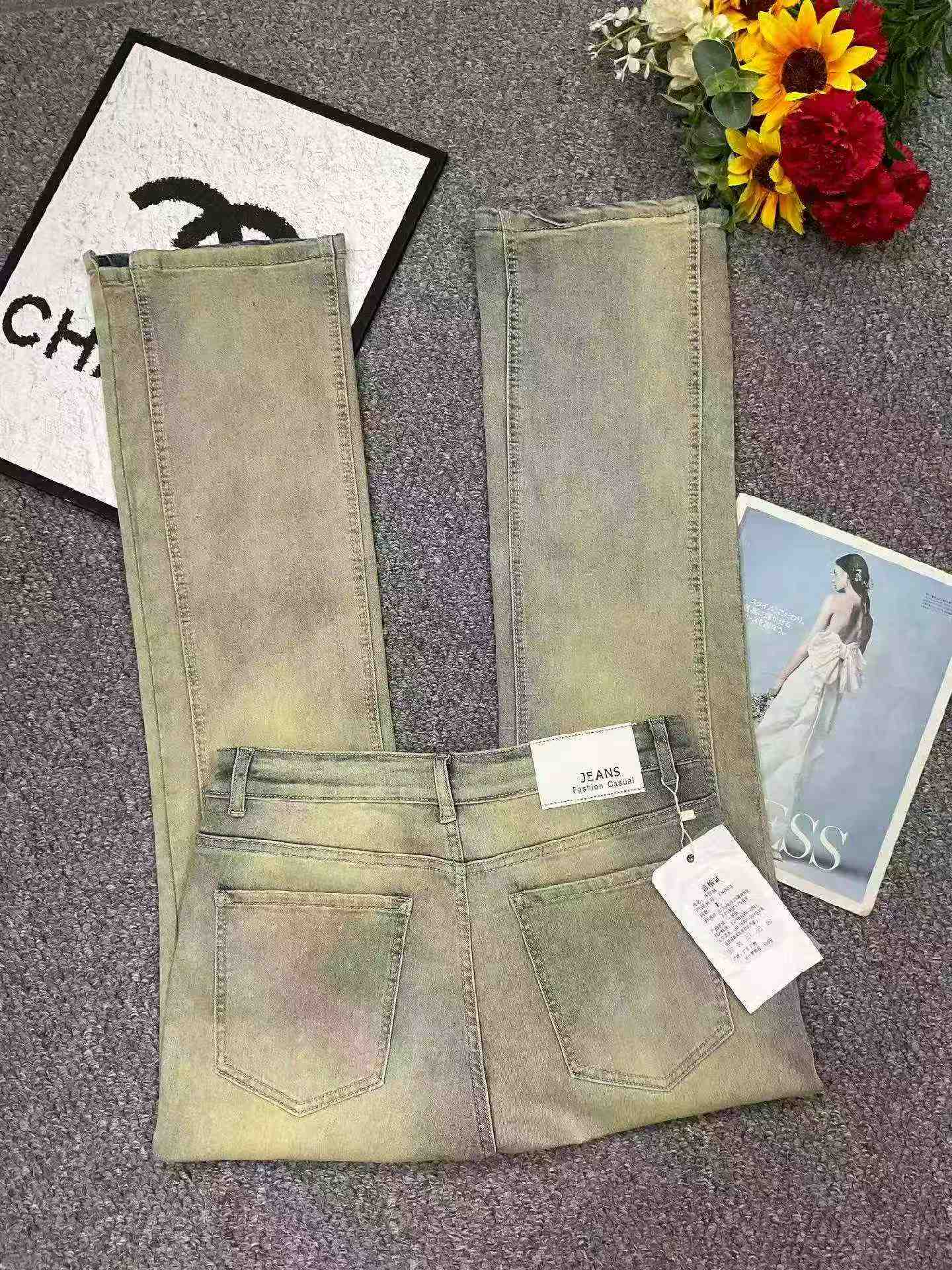 New Spring Summer Men's American Street Vintage Washed Straight Yellow Mud Cotton Jeans 193 Pieces - Image 3