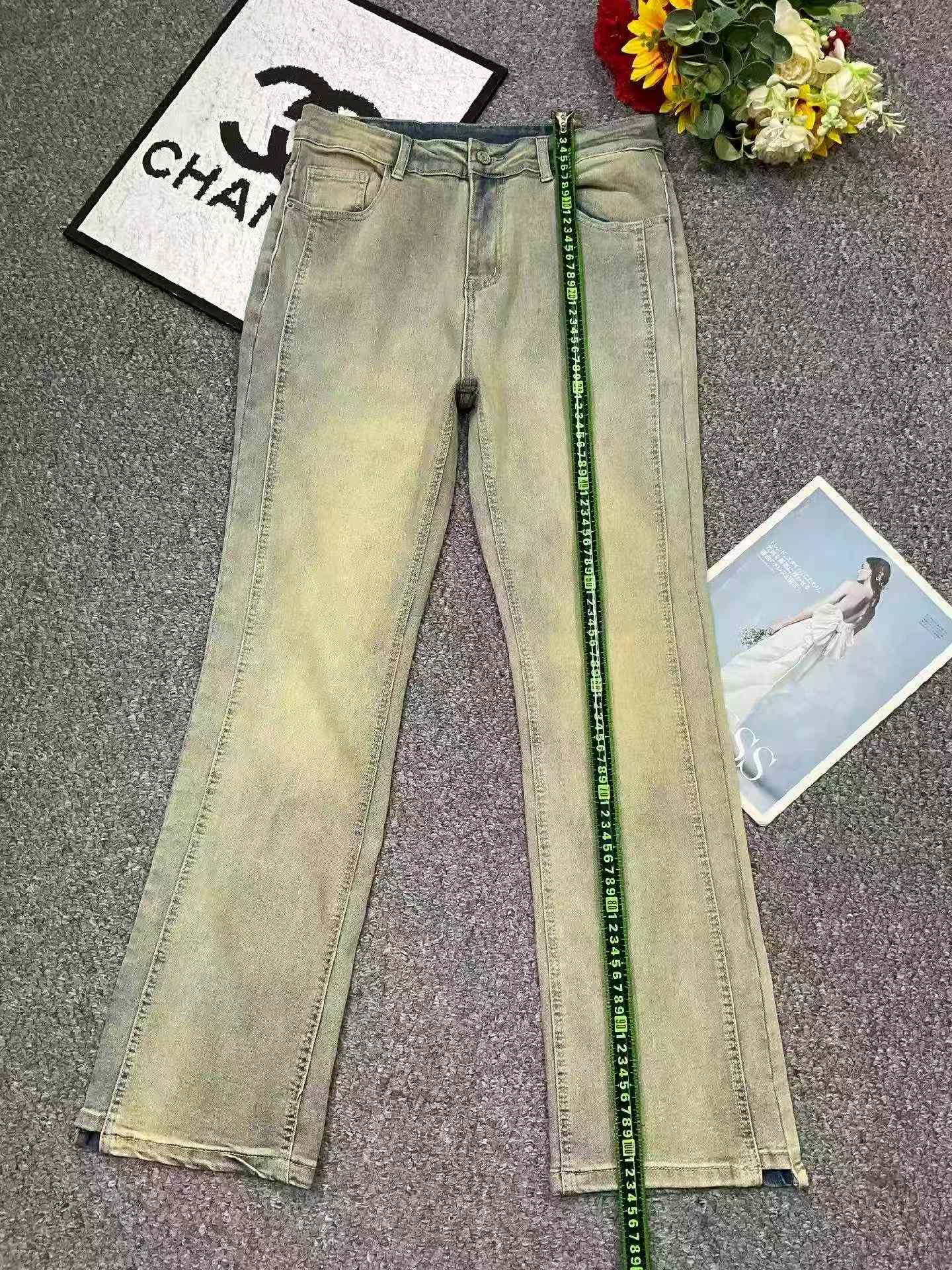 New Spring Summer Men's American Street Vintage Washed Straight Yellow Mud Cotton Jeans 193 Pieces - Image 4