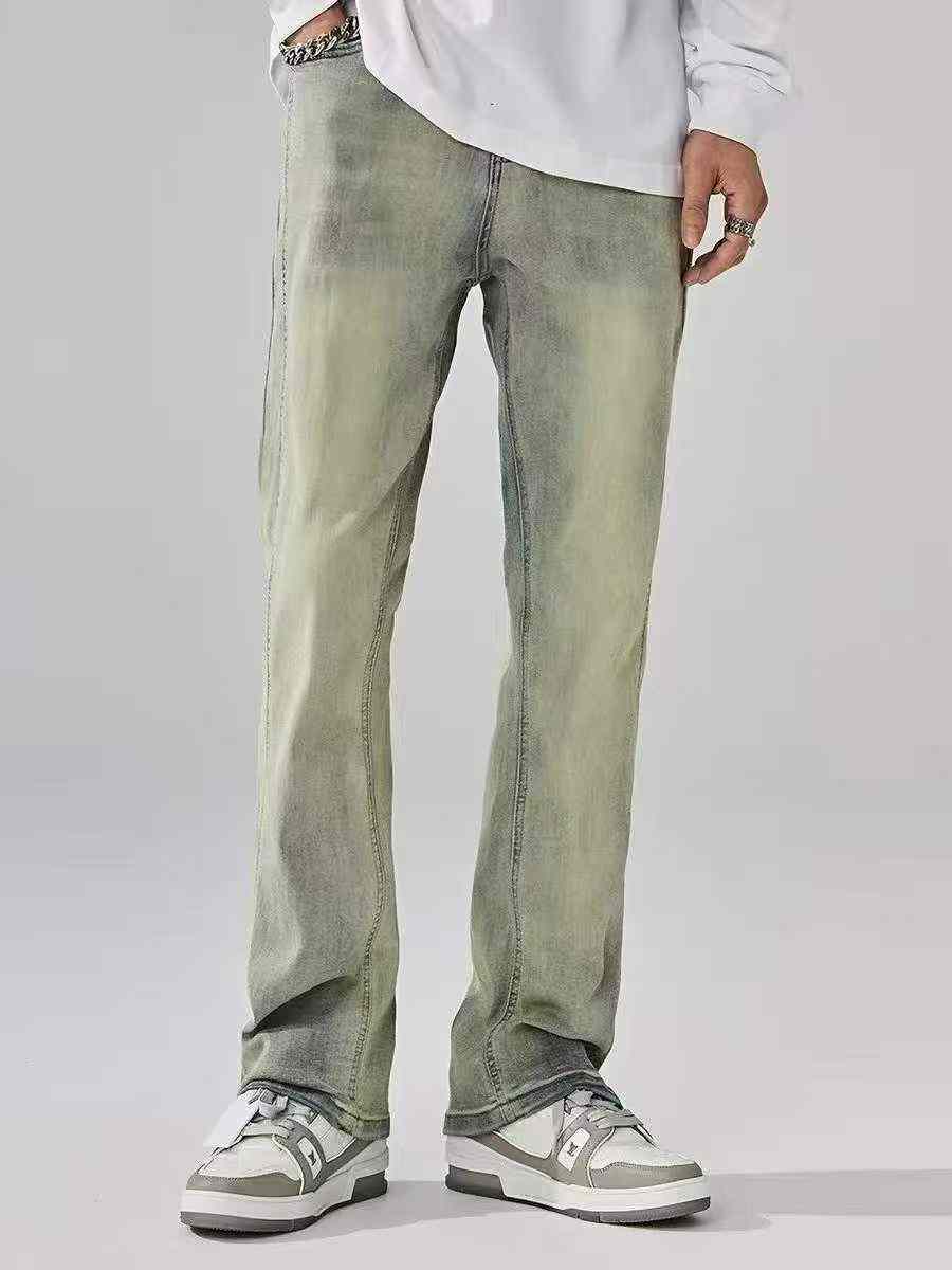 New Spring Summer Men's American Street Vintage Washed Straight Yellow Mud Cotton Jeans 193 Pieces - Image 5