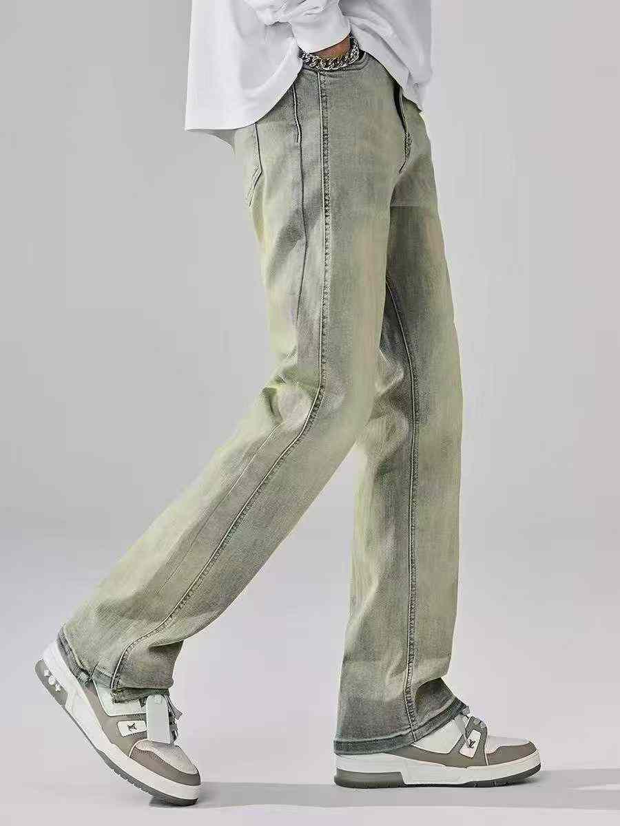 New Spring Summer Men's American Street Vintage Washed Straight Yellow Mud Cotton Jeans 193 Pieces - Image 6