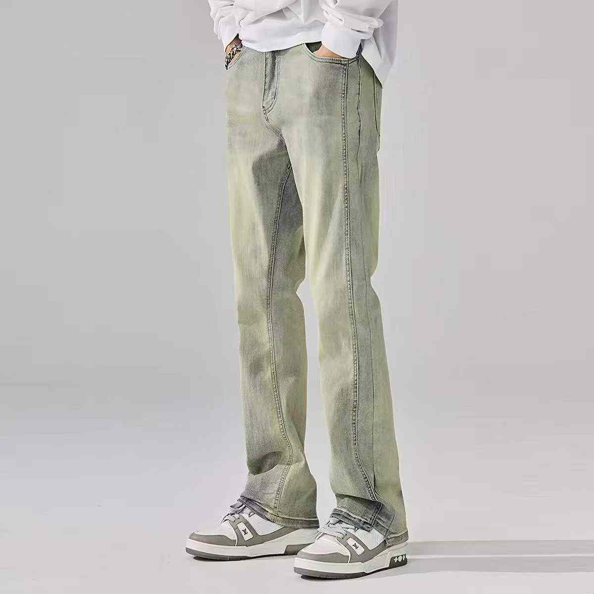 New Spring Summer Men's American Street Vintage Washed Straight Yellow Mud Cotton Jeans 193 Pieces - Image 7