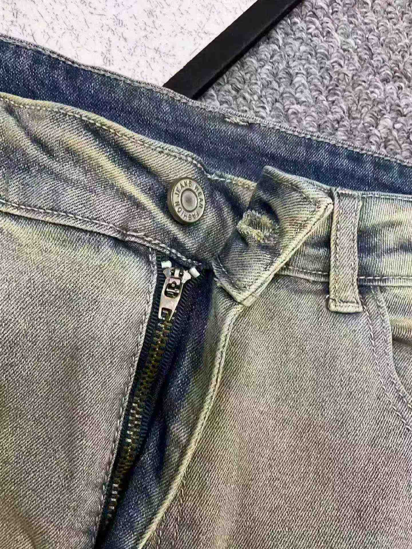 New Spring Summer Men's American Street Vintage Washed Straight Yellow Mud Cotton Jeans 193 Pieces - Image 9