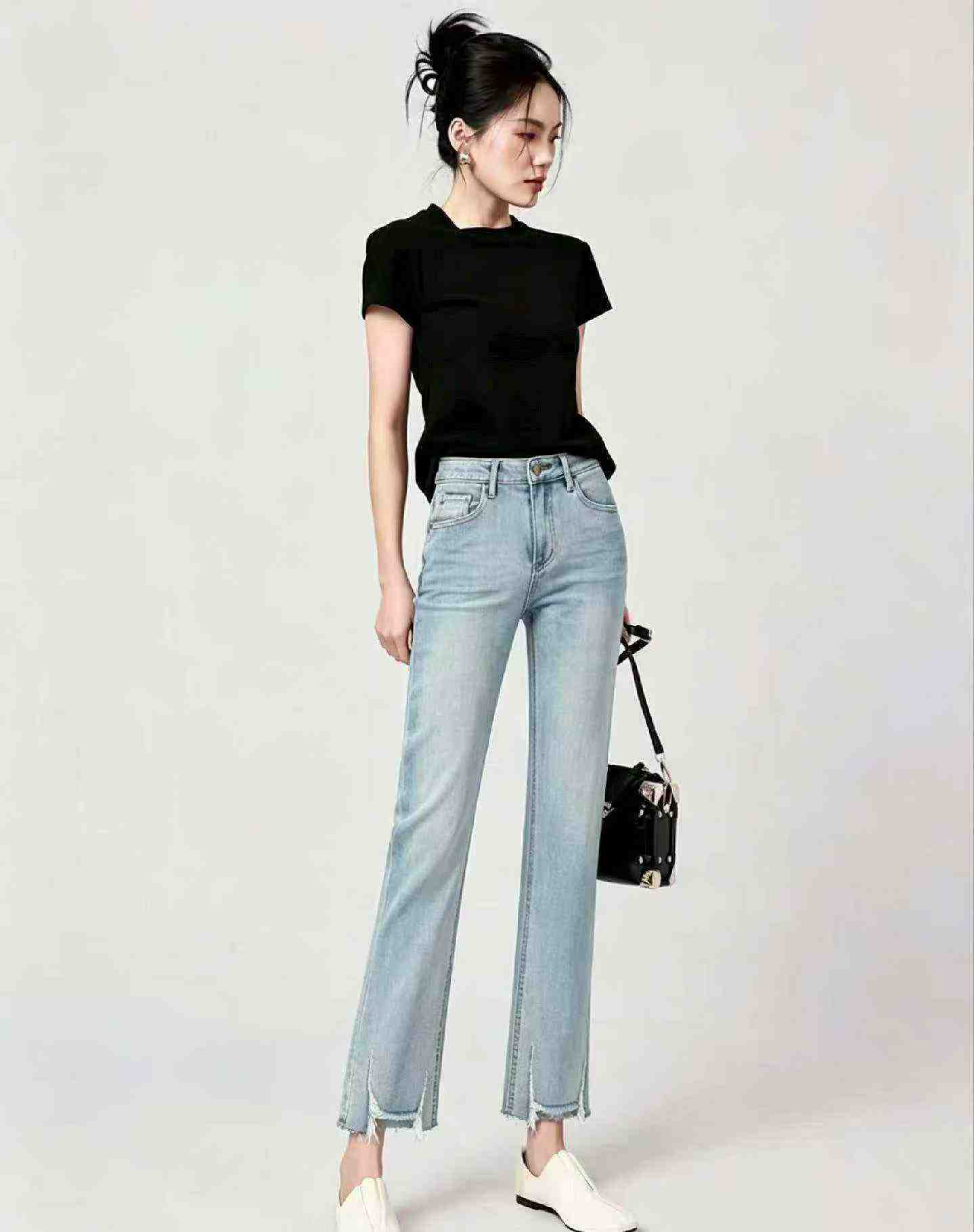 Summer New Designer High Stretch Washed Cotton Denim Cigarette Pants 150 Pcs - Image 5