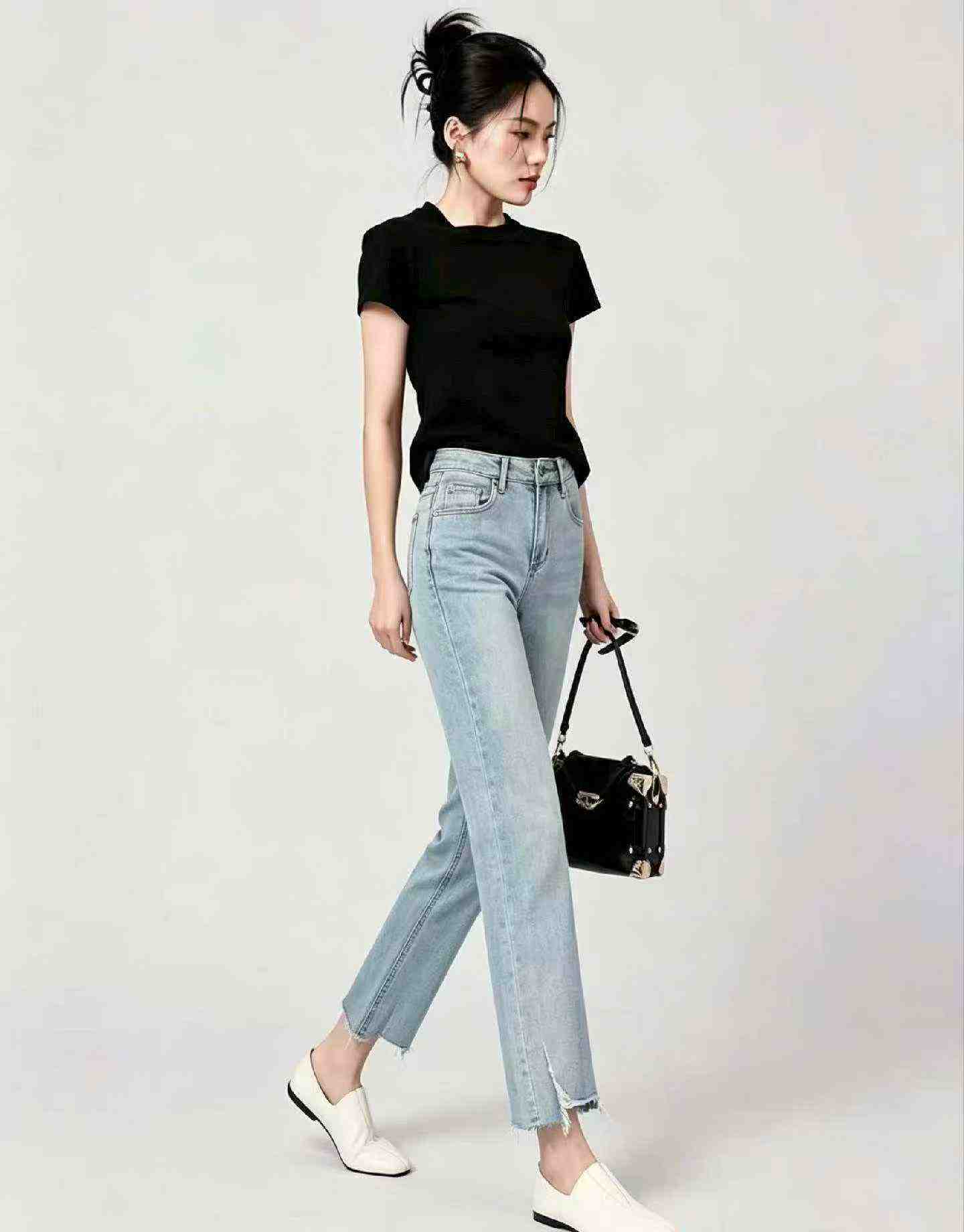 Summer New Designer High Stretch Washed Cotton Denim Cigarette Pants 150 Pcs - Image 6