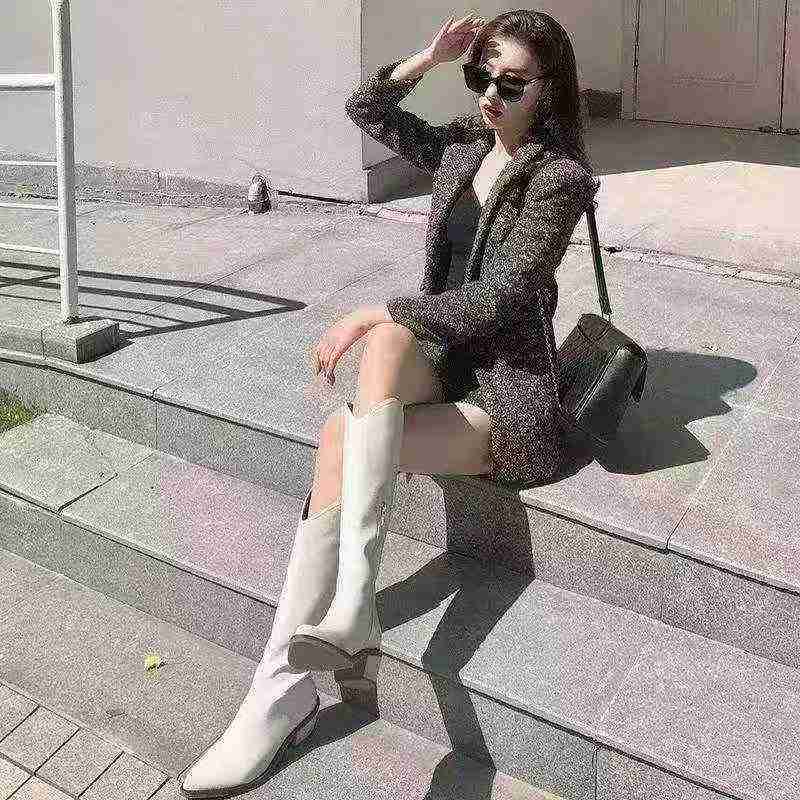 152 Set Dua Keping Blazer Tweed Wol Kitar Semula dan Seluar Pendek - Image 5