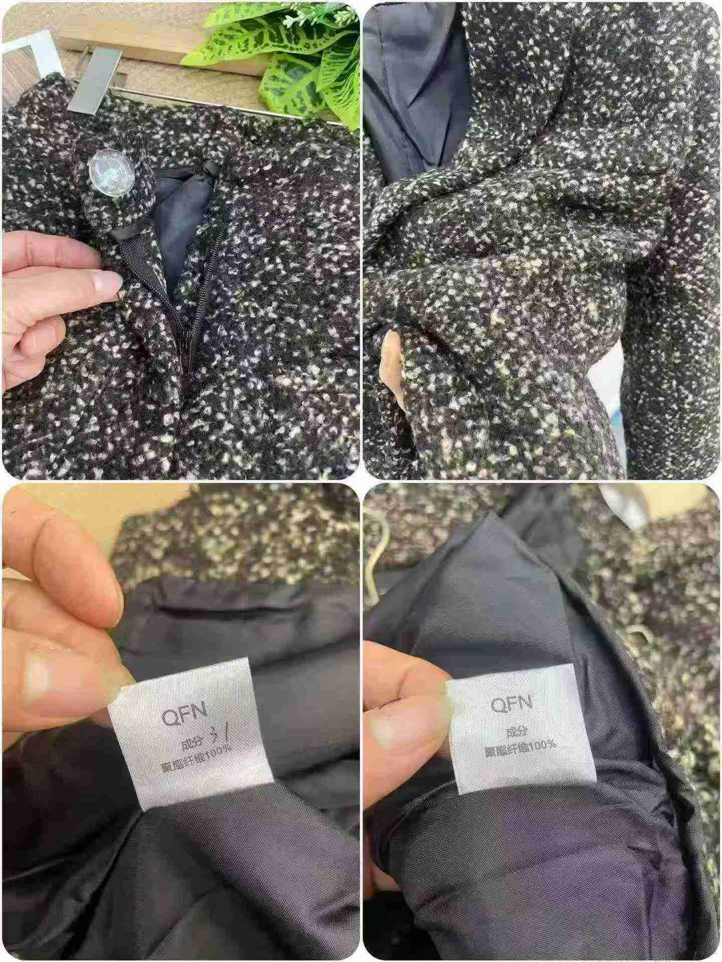 152 Set Dua Keping Blazer Tweed Wol Kitar Semula dan Seluar Pendek - Image 8