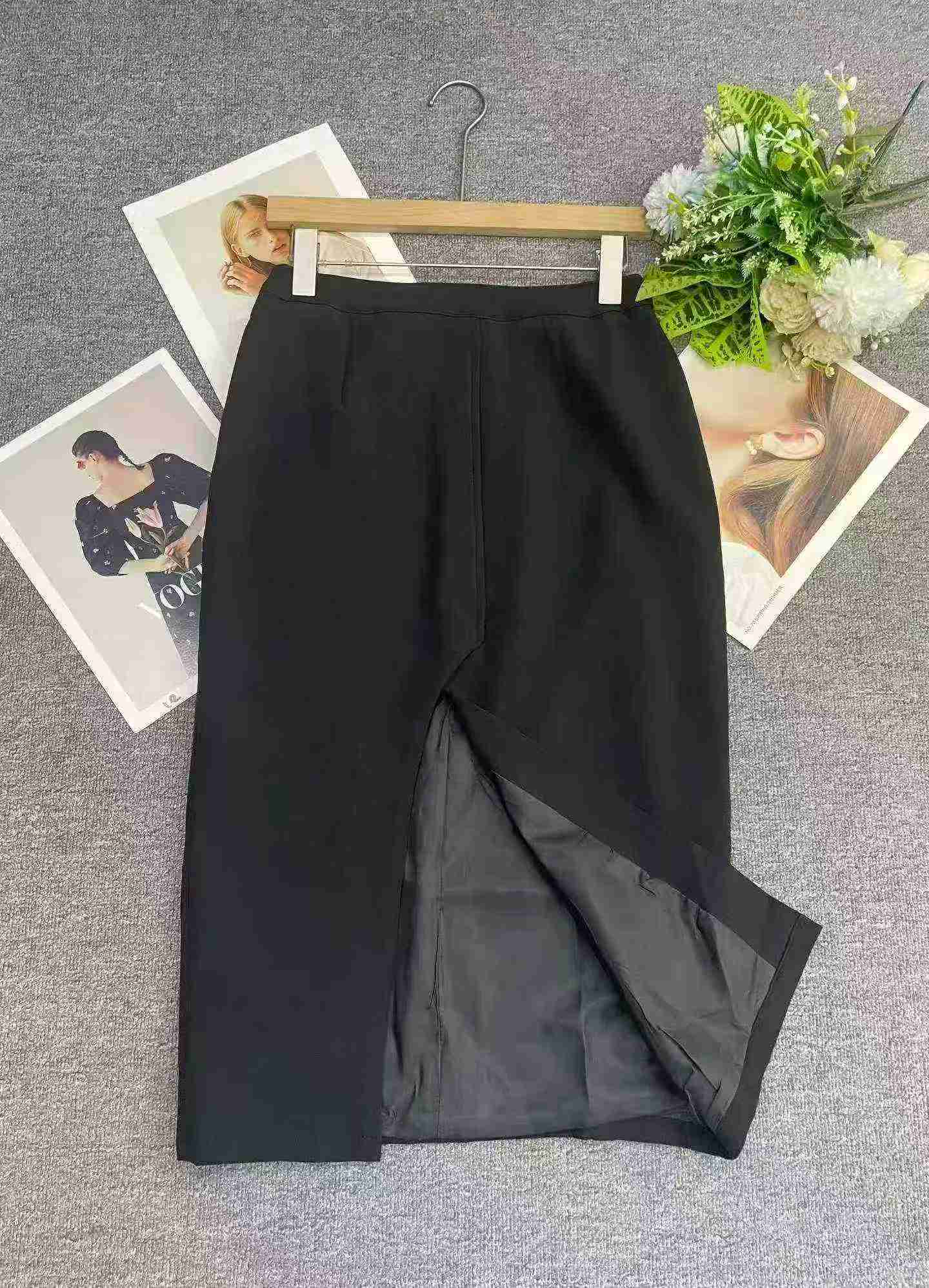 96 Keping Skirt Midi Belahan Slim Ringkas Bahan Kitar Semula Dengan Lapisan Dalaman - Image 2