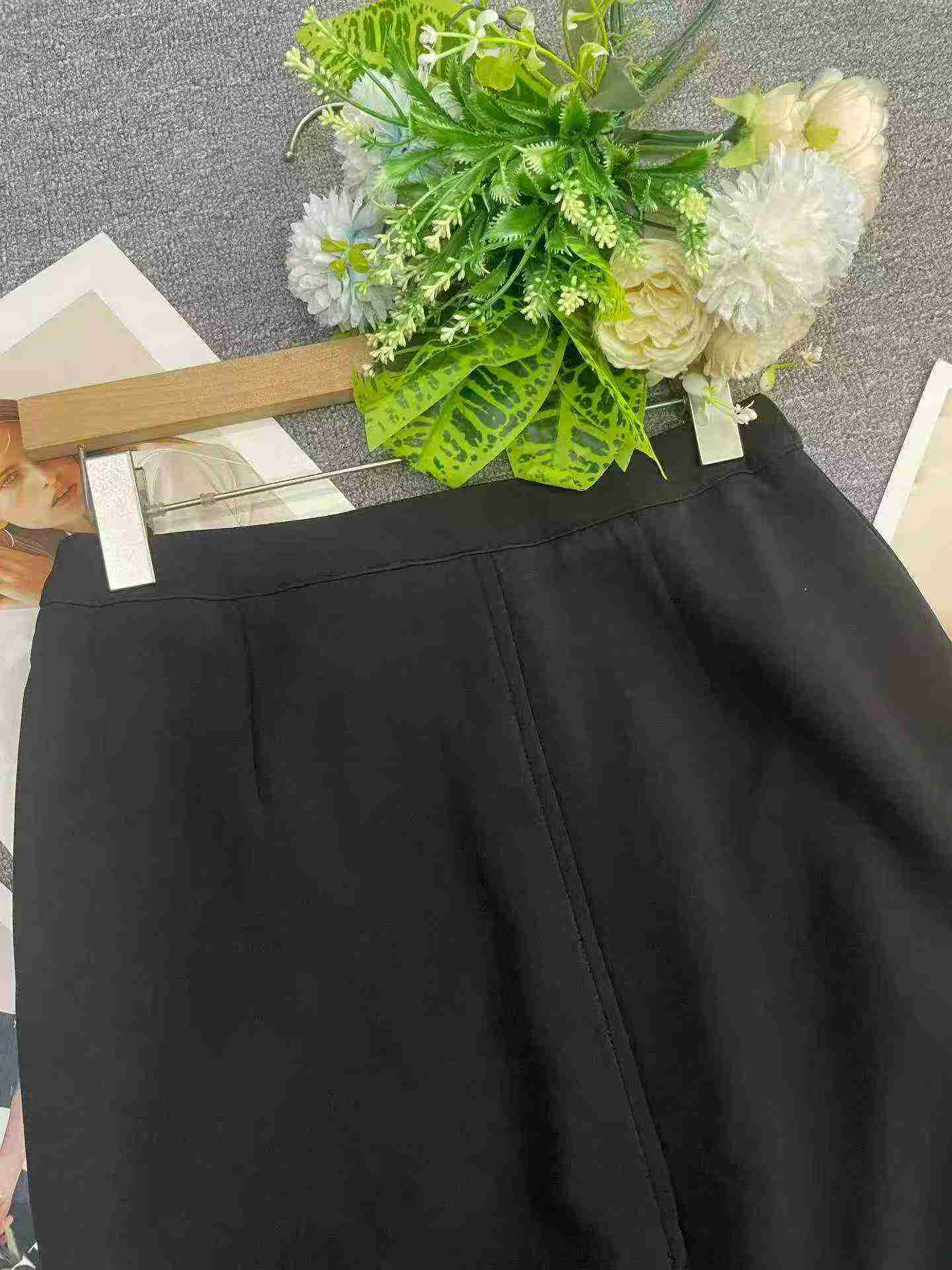 96 Keping Skirt Midi Belahan Slim Ringkas Bahan Kitar Semula Dengan Lapisan Dalaman - Image 6