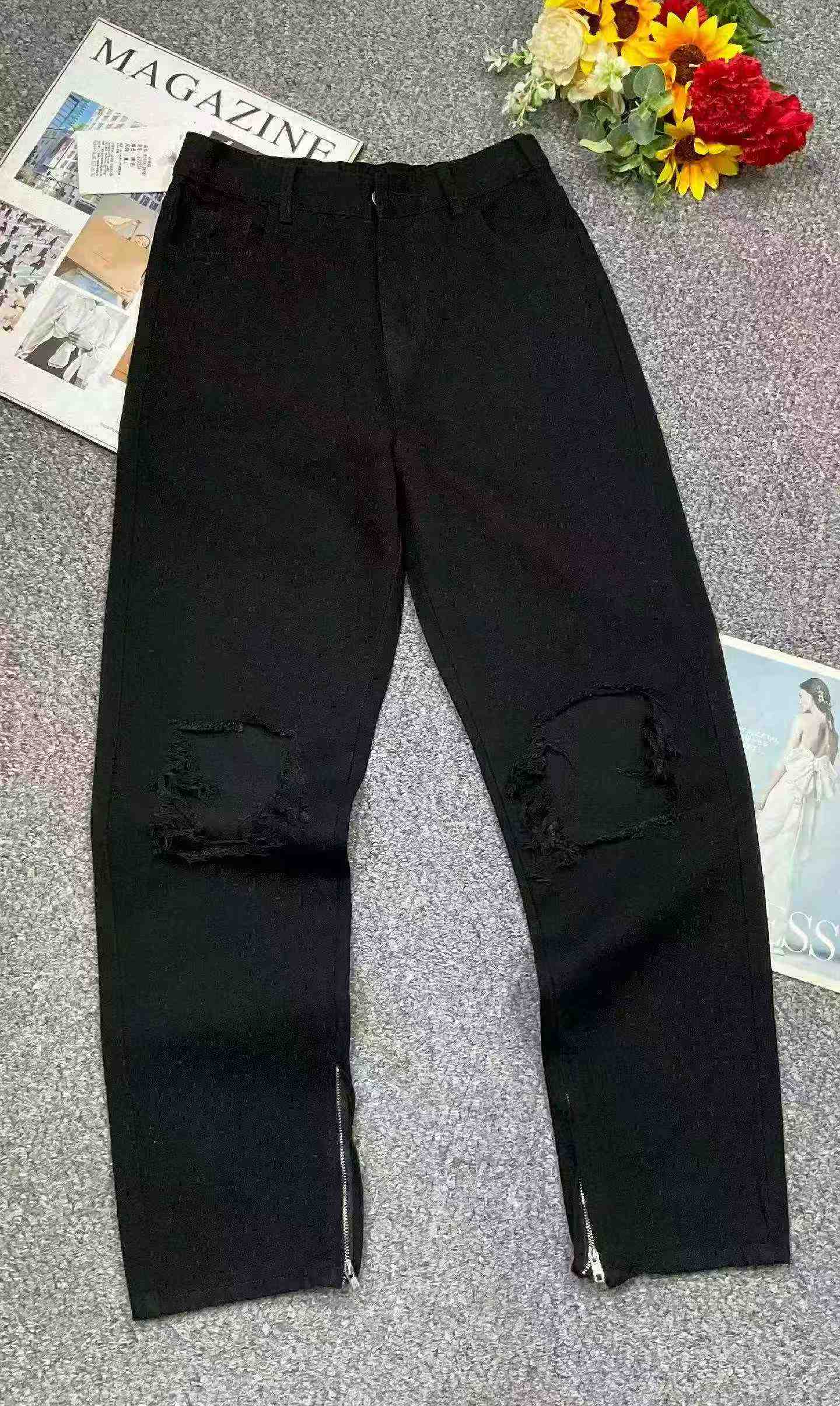 New Summer Men's High Street Ripped Zipper Jeans 790 Pieces - Image 2