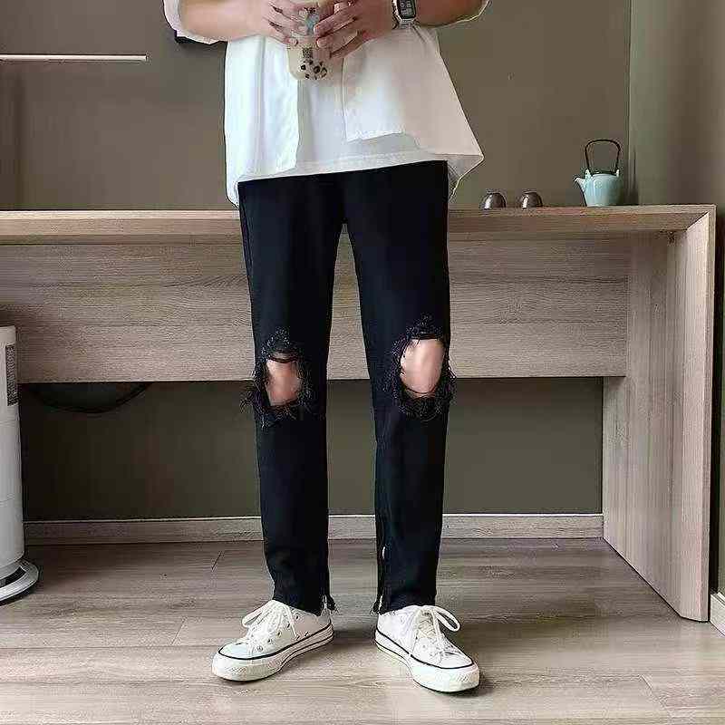 New Summer Men's High Street Ripped Zipper Jeans 790 Pieces - Image 5