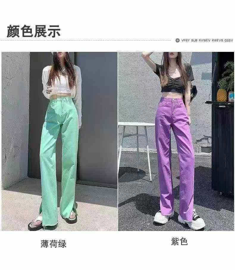 Spring Summer Women's Slit Washed Cotton Wide Leg Jeans, About 310 Pieces - Image 5