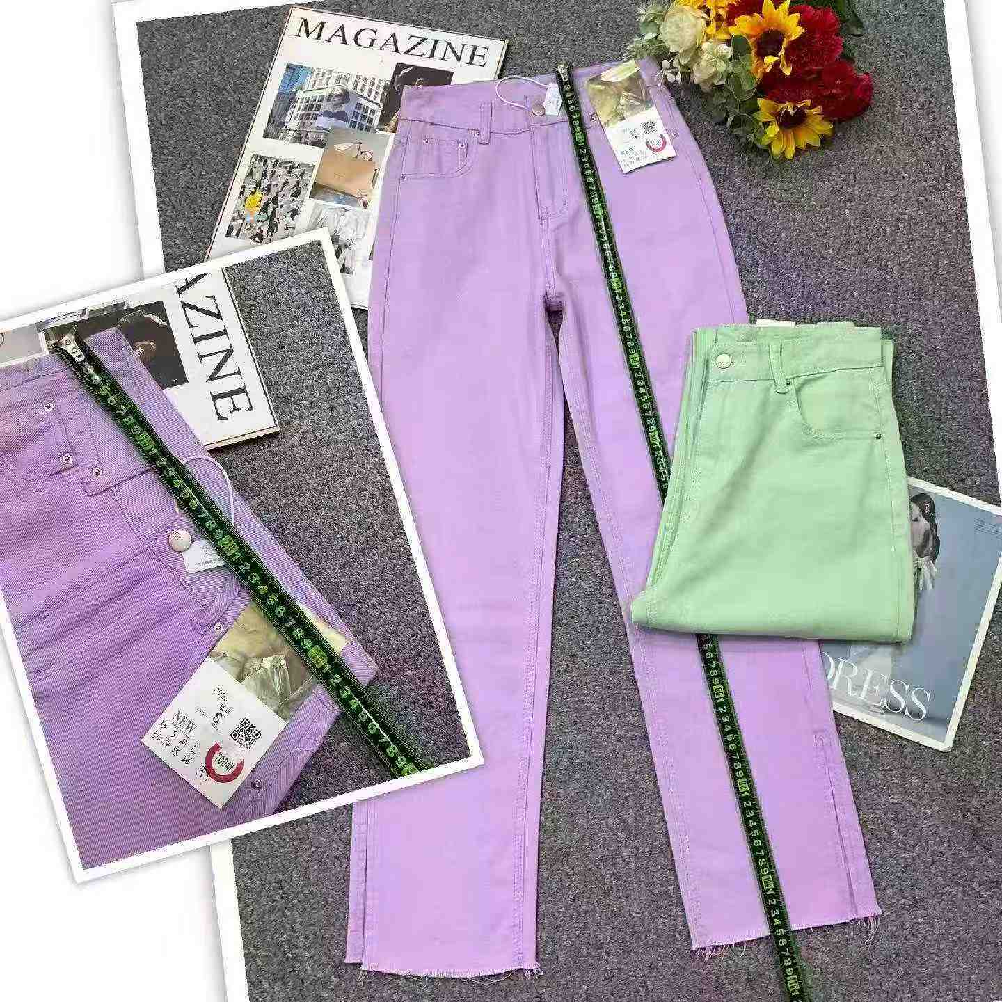 Spring Summer Women's Slit Washed Cotton Wide Leg Jeans, About 310 Pieces - Image 6