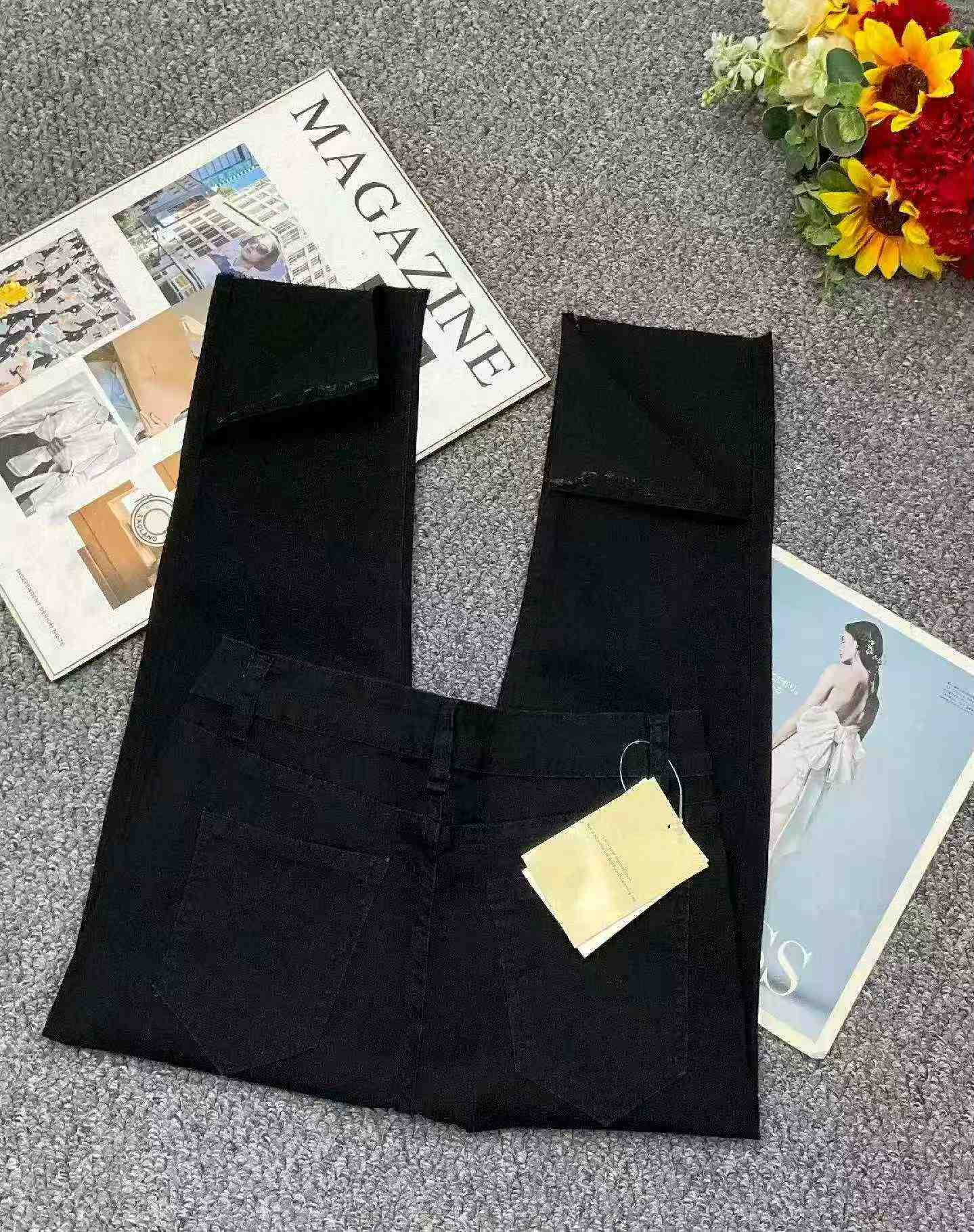Summer New High Elasticity Vintage Washed Cotton Black High Waist Cropped Straight Cigarette Jeans, 460 Pieces - Image 3