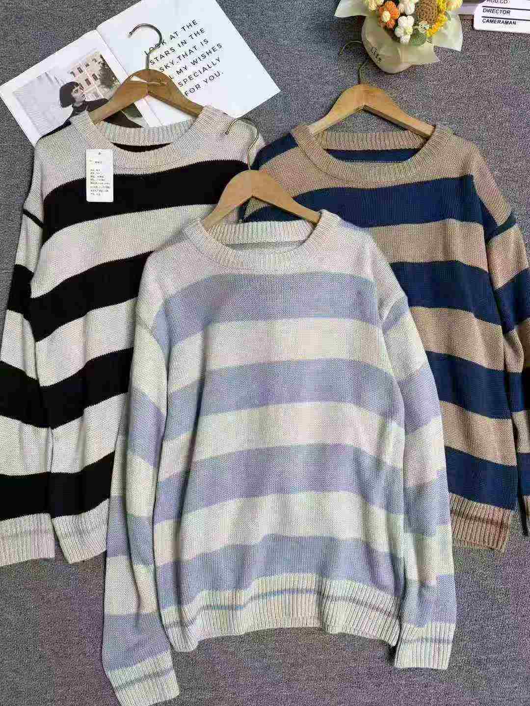 Men's Autumn Winter Loose Striped Crewneck Knit Sweater, 181 Pieces, Size M-XXL, Individual Pack With Hangtag - Image 4