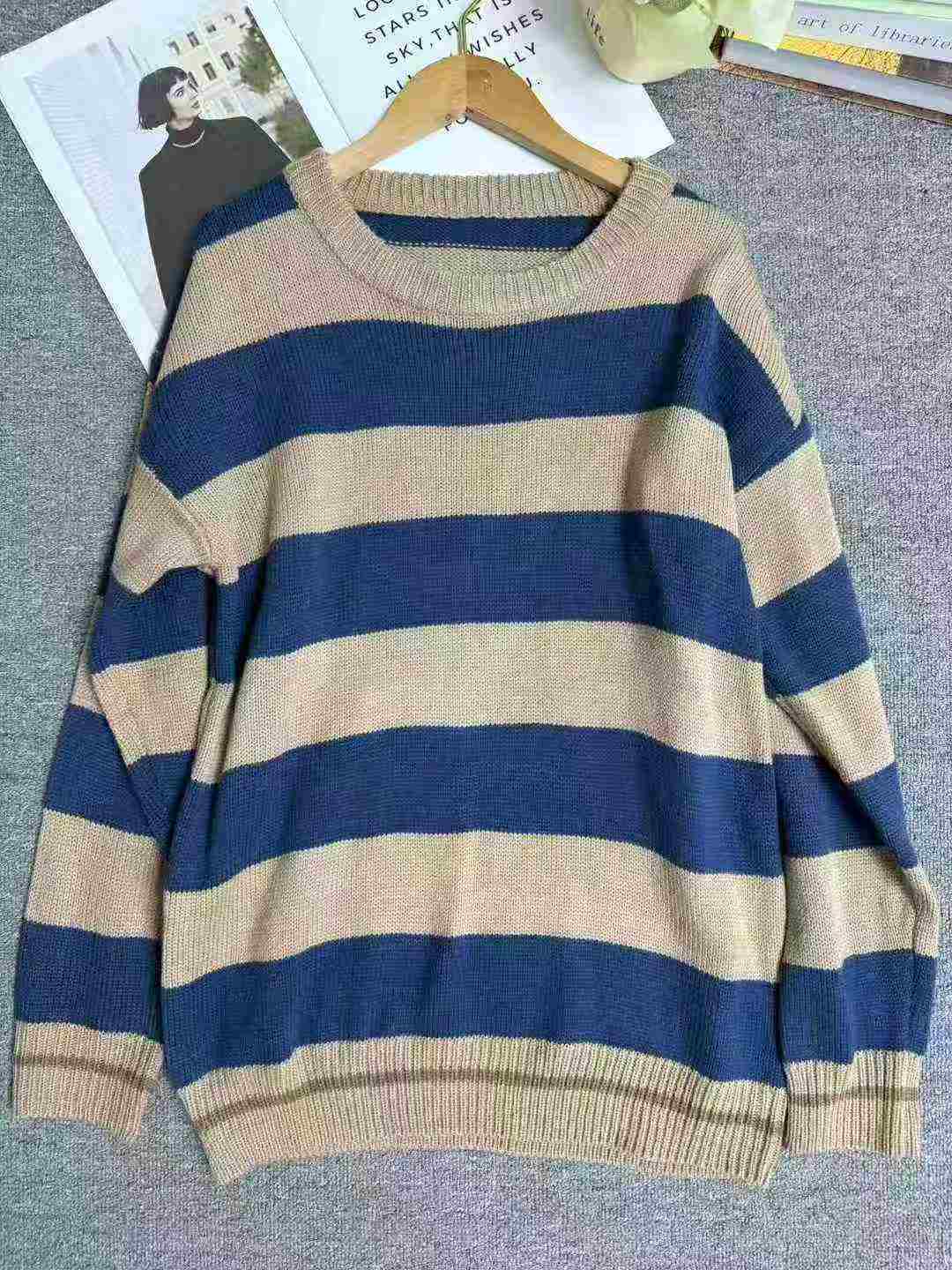 Men's Autumn Winter Loose Striped Crewneck Knit Sweater, 181 Pieces, Size M-XXL, Individual Pack With Hangtag - Image 5