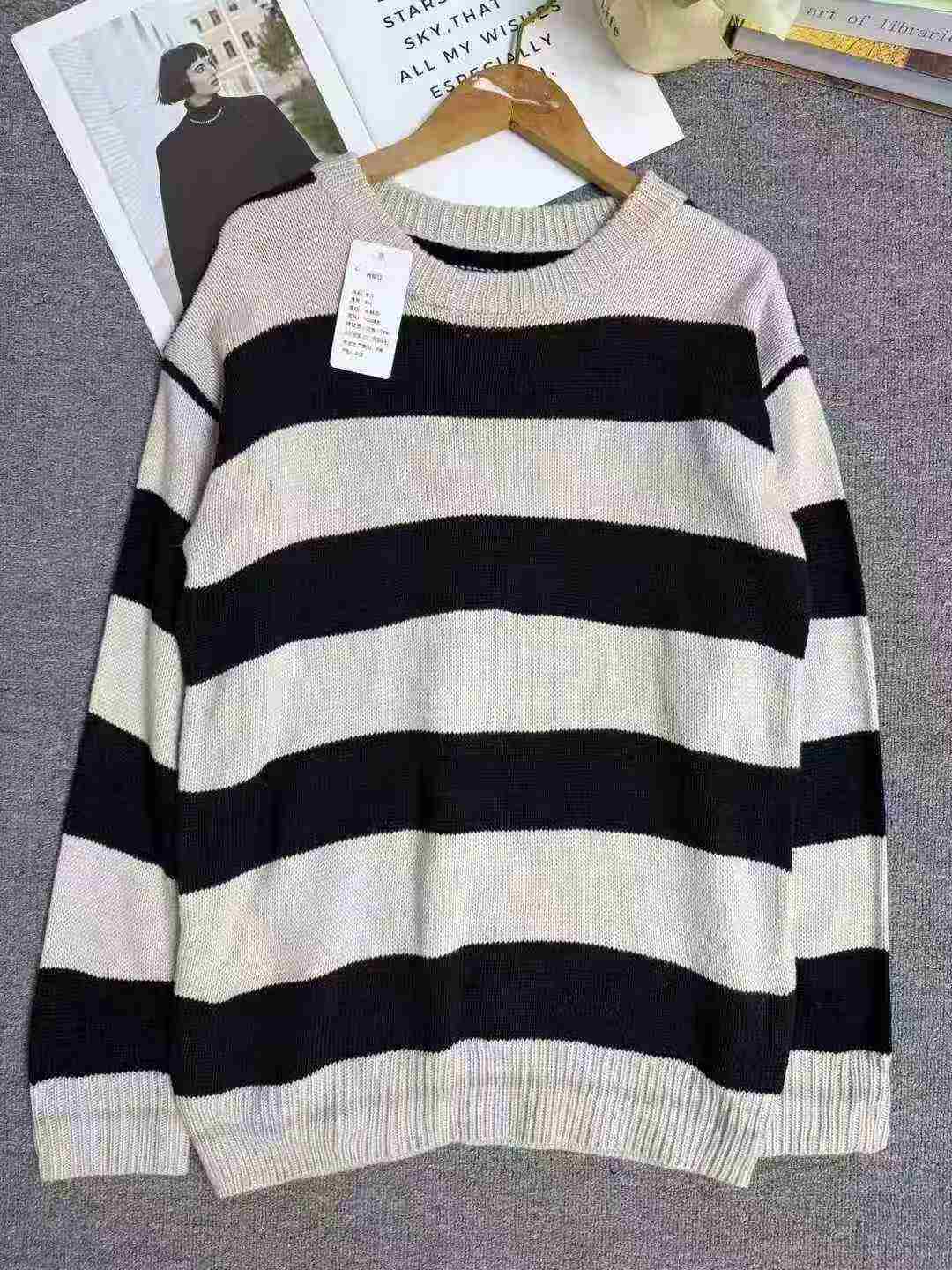 Men's Autumn Winter Loose Striped Crewneck Knit Sweater, 181 Pieces, Size M-XXL, Individual Pack With Hangtag - Image 7