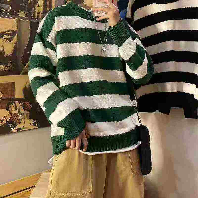 Men's Autumn Winter Loose Striped Crewneck Knit Sweater, 181 Pieces, Size M-XXL, Individual Pack With Hangtag - Image 8