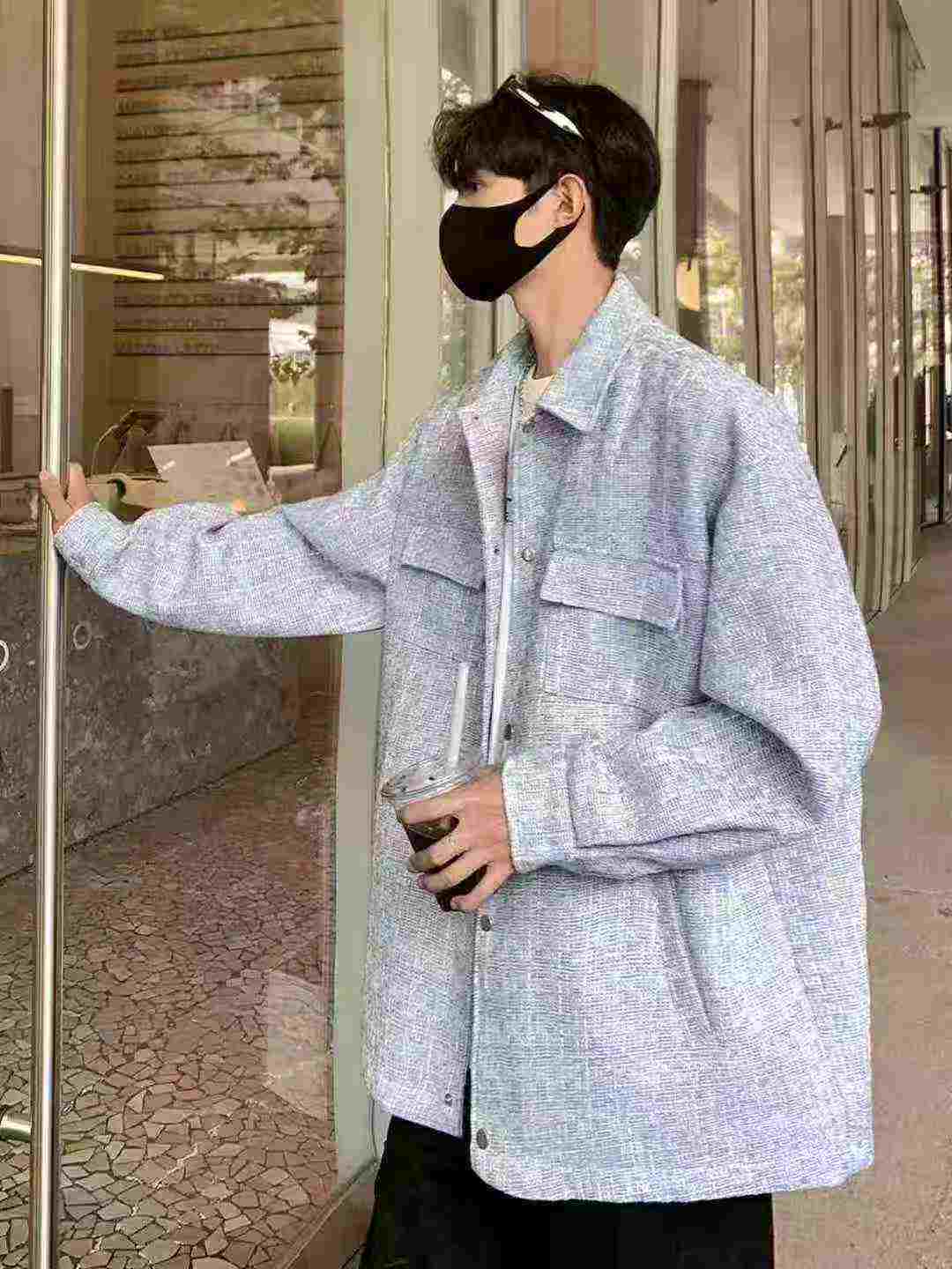 138 Pcs Men's Trendy 2026 New Tweed Style Lapel Loose Casual Long Sleeve Coat - Image 2
