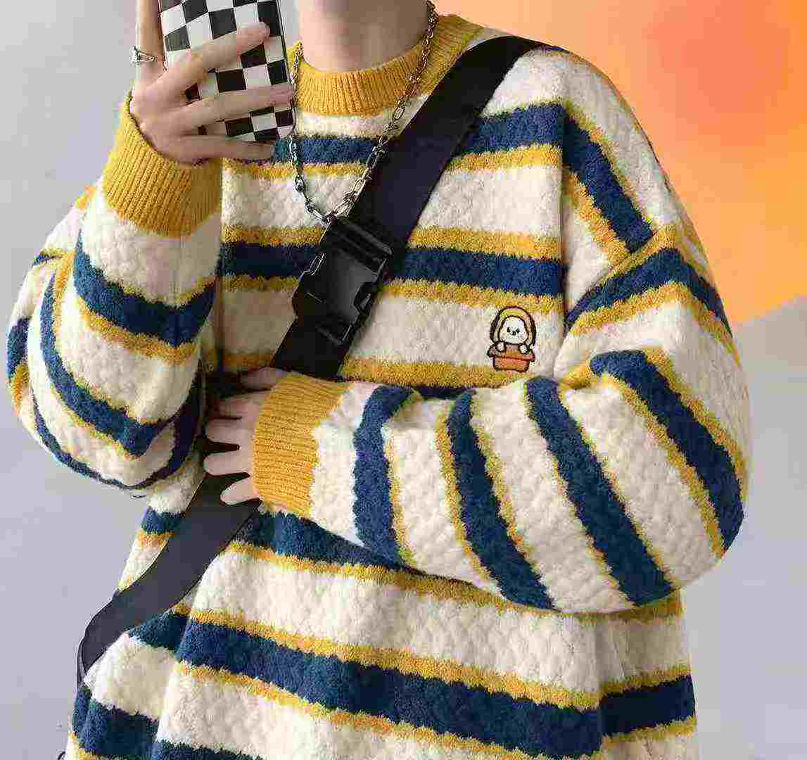 Niche Design Retro Striped Loose Men's Knit Sweater, 529 Pieces - Image 2