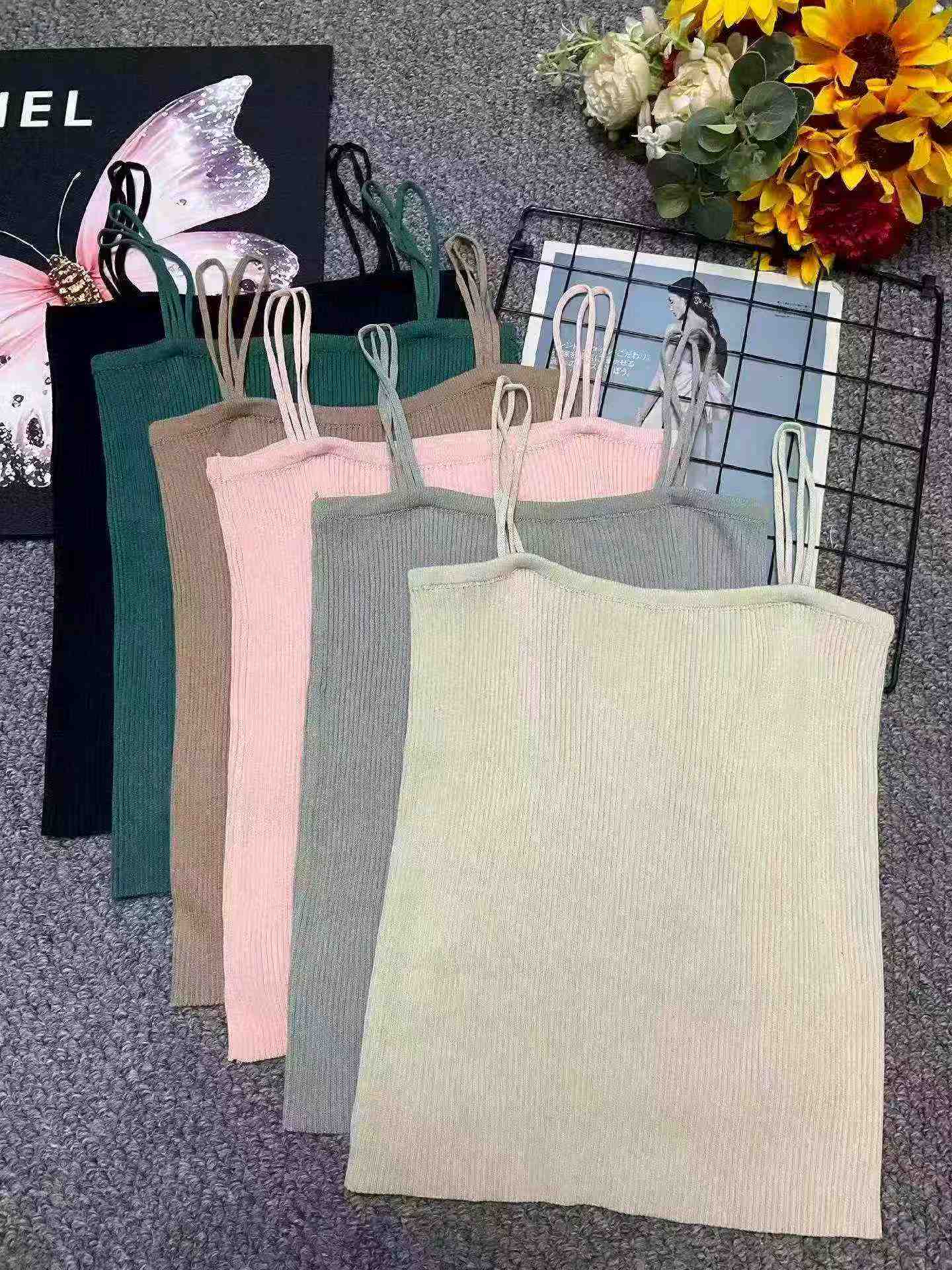 295 Pcs New Summer Plain Slim Elastic Knit Cami Tank Top - Image 3