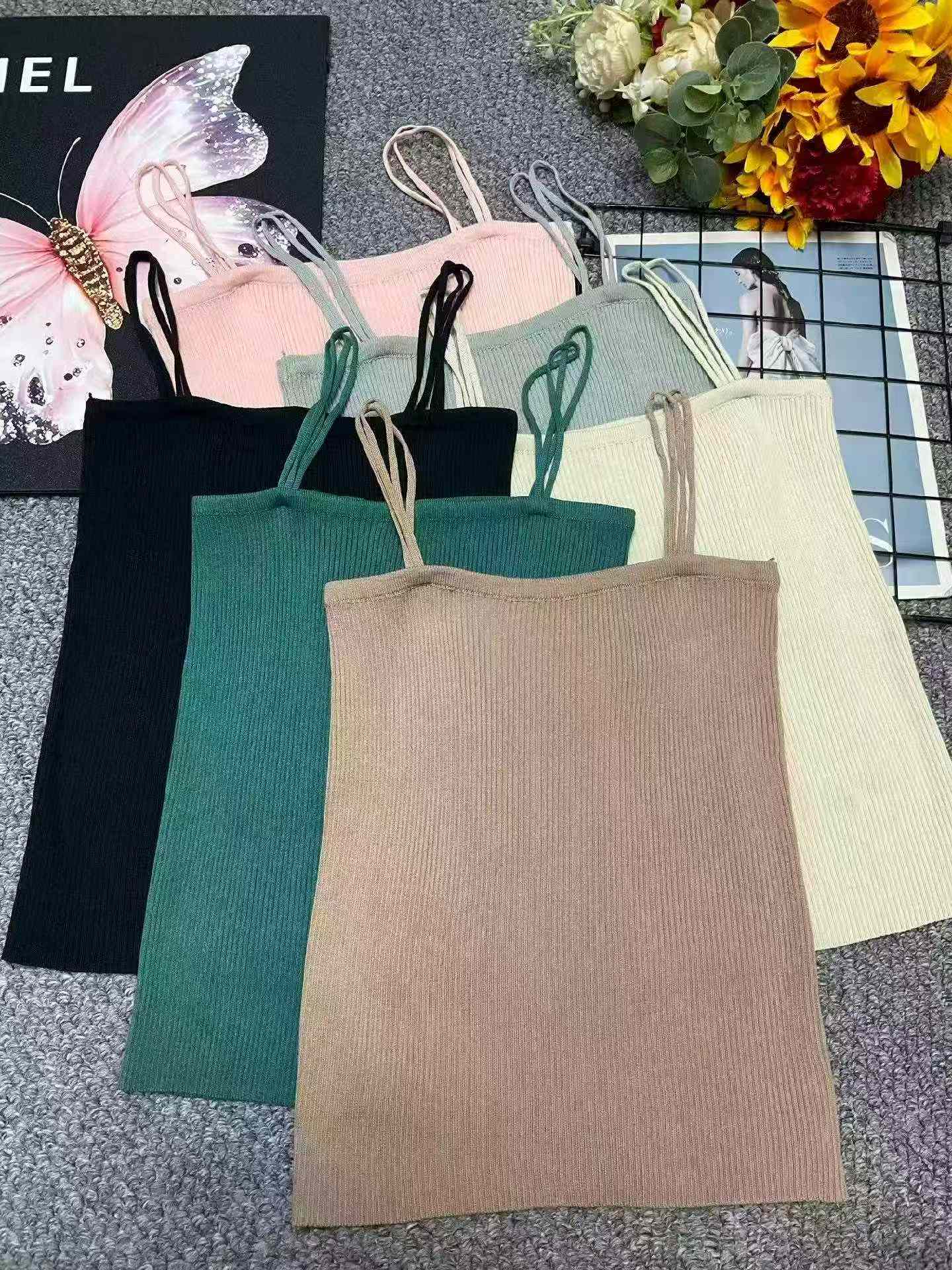 295 Pcs New Summer Plain Slim Elastic Knit Cami Tank Top - Image 4