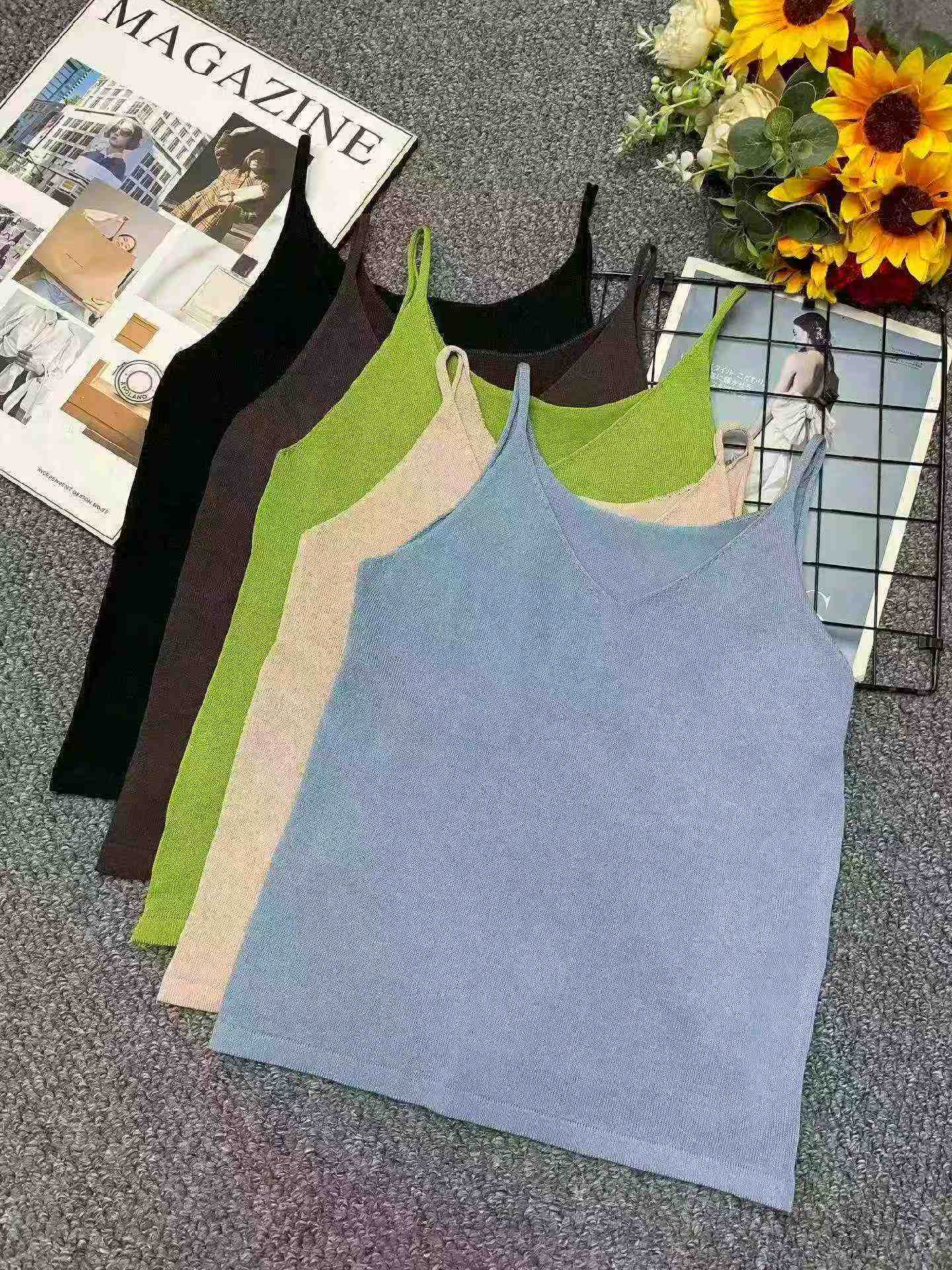 Summer New Plain Loose Ice Silk Knit Camisole Tank Tops, 1260 Pieces - Image 3