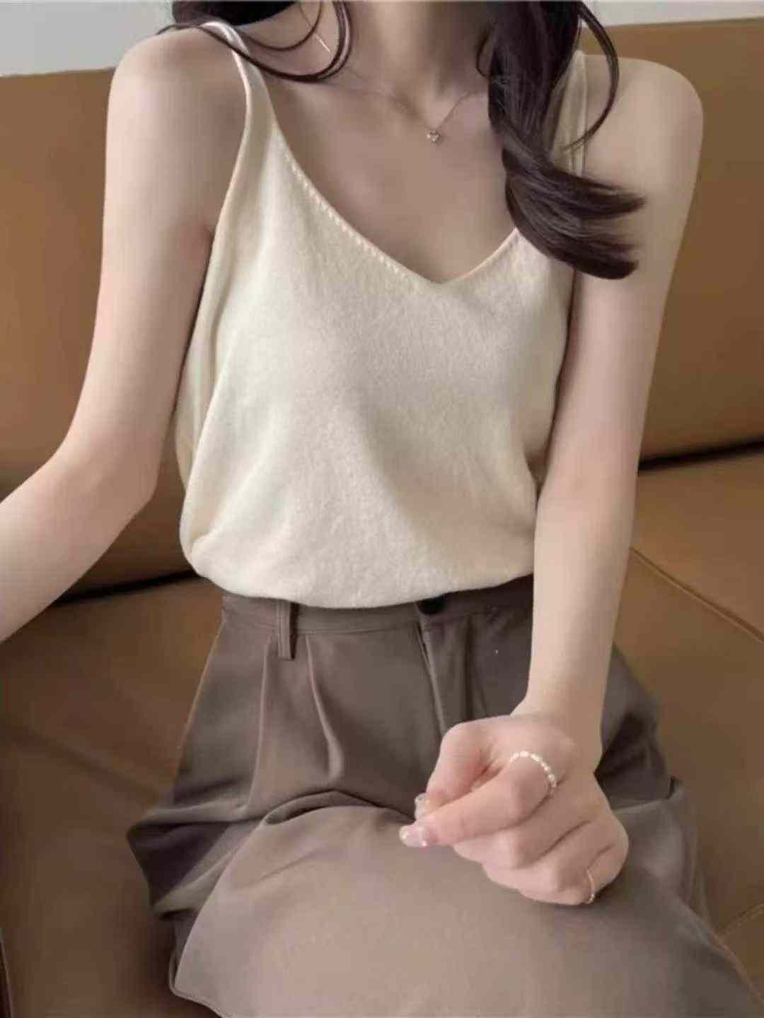 Summer New Plain Loose Ice Silk Knit Camisole Tank Tops, 1260 Pieces - Image 5