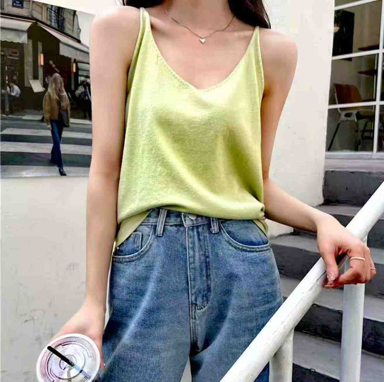 Summer New Plain Loose Ice Silk Knit Camisole Tank Tops, 1260 Pieces - Image 6