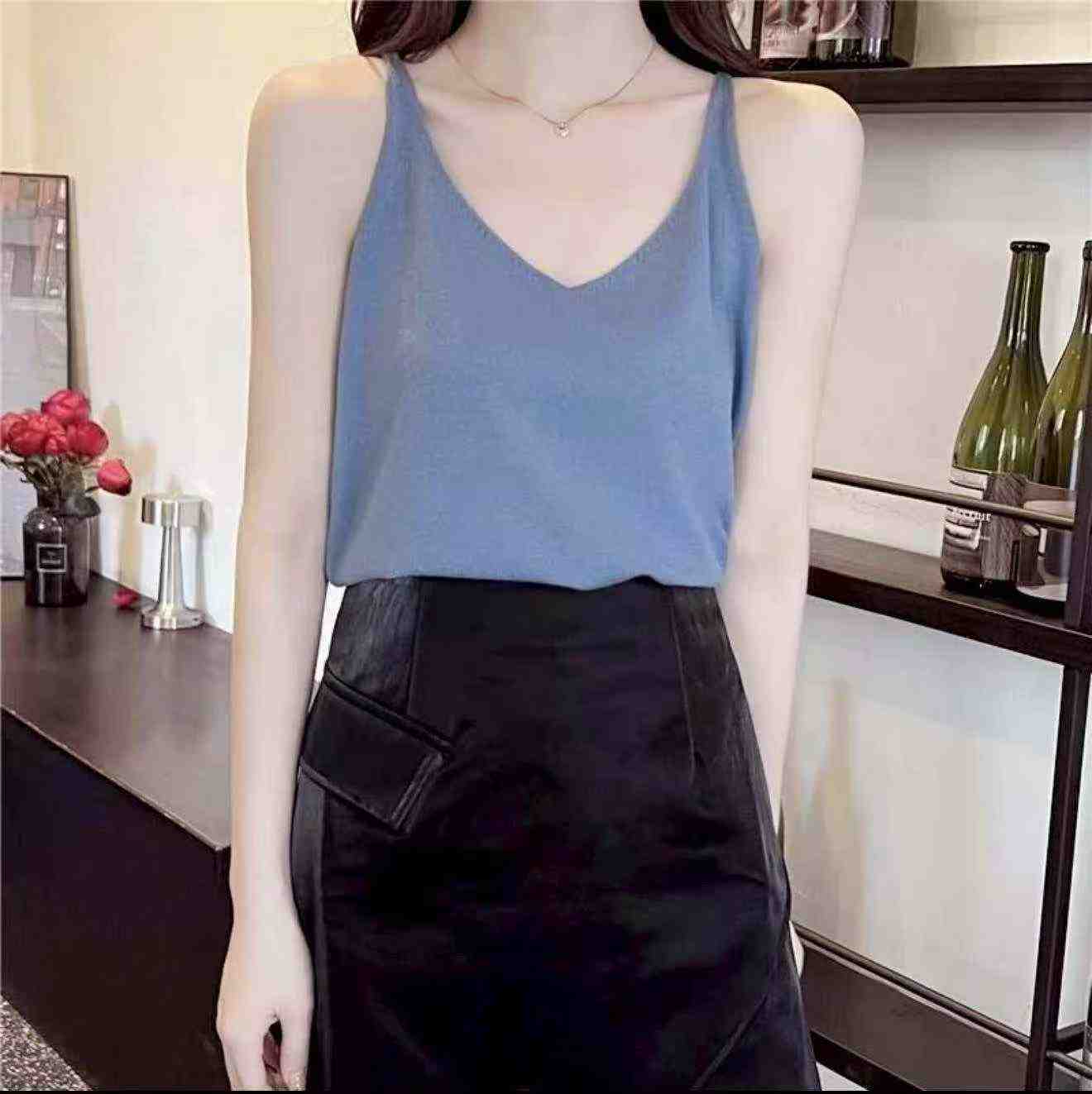 Summer New Plain Loose Ice Silk Knit Camisole Tank Tops, 1260 Pieces - Image 8