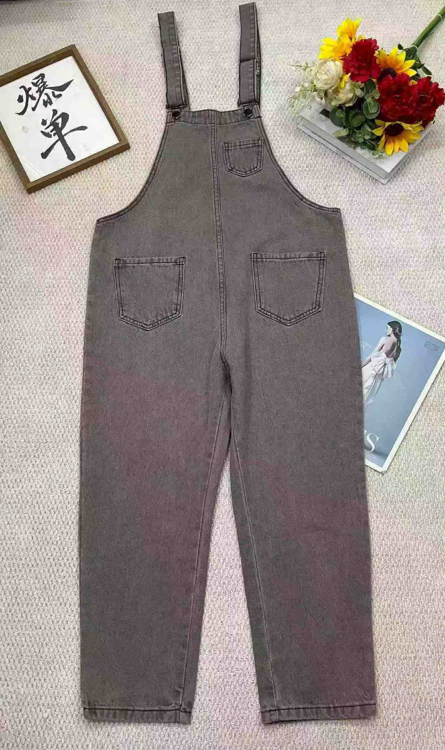 98 Pcs Spring Summer Vintage Washed Cotton Denim Overalls - Image 2