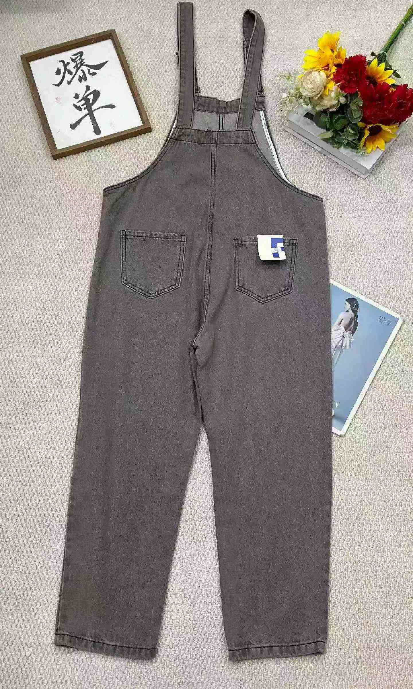 98 Pcs Spring Summer Vintage Washed Cotton Denim Overalls - Image 3