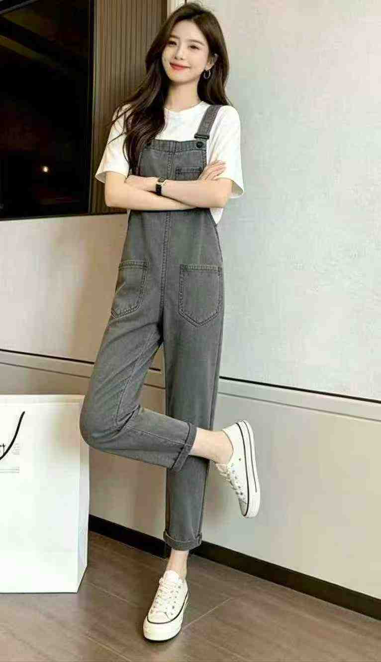 98 Pcs Spring Summer Vintage Washed Cotton Denim Overalls - Image 4