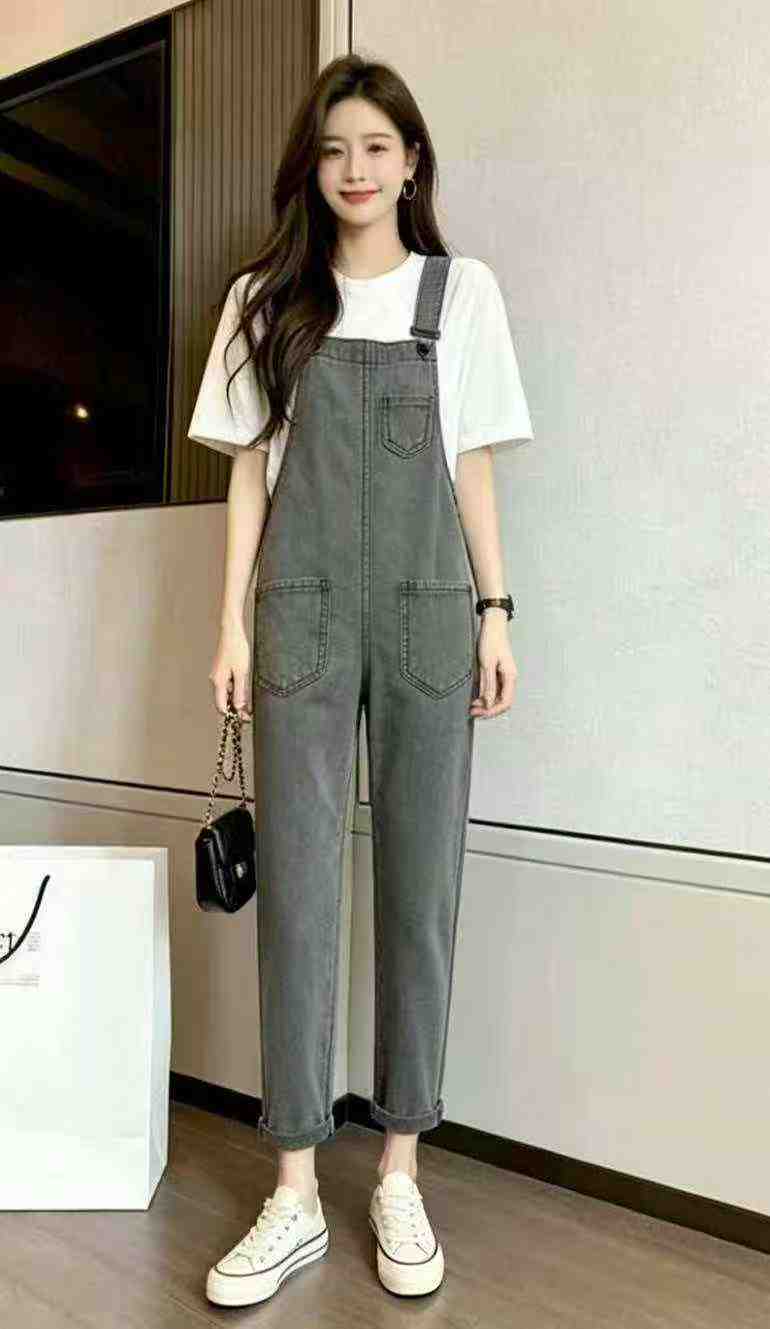 98 Pcs Spring Summer Vintage Washed Cotton Denim Overalls - Image 5