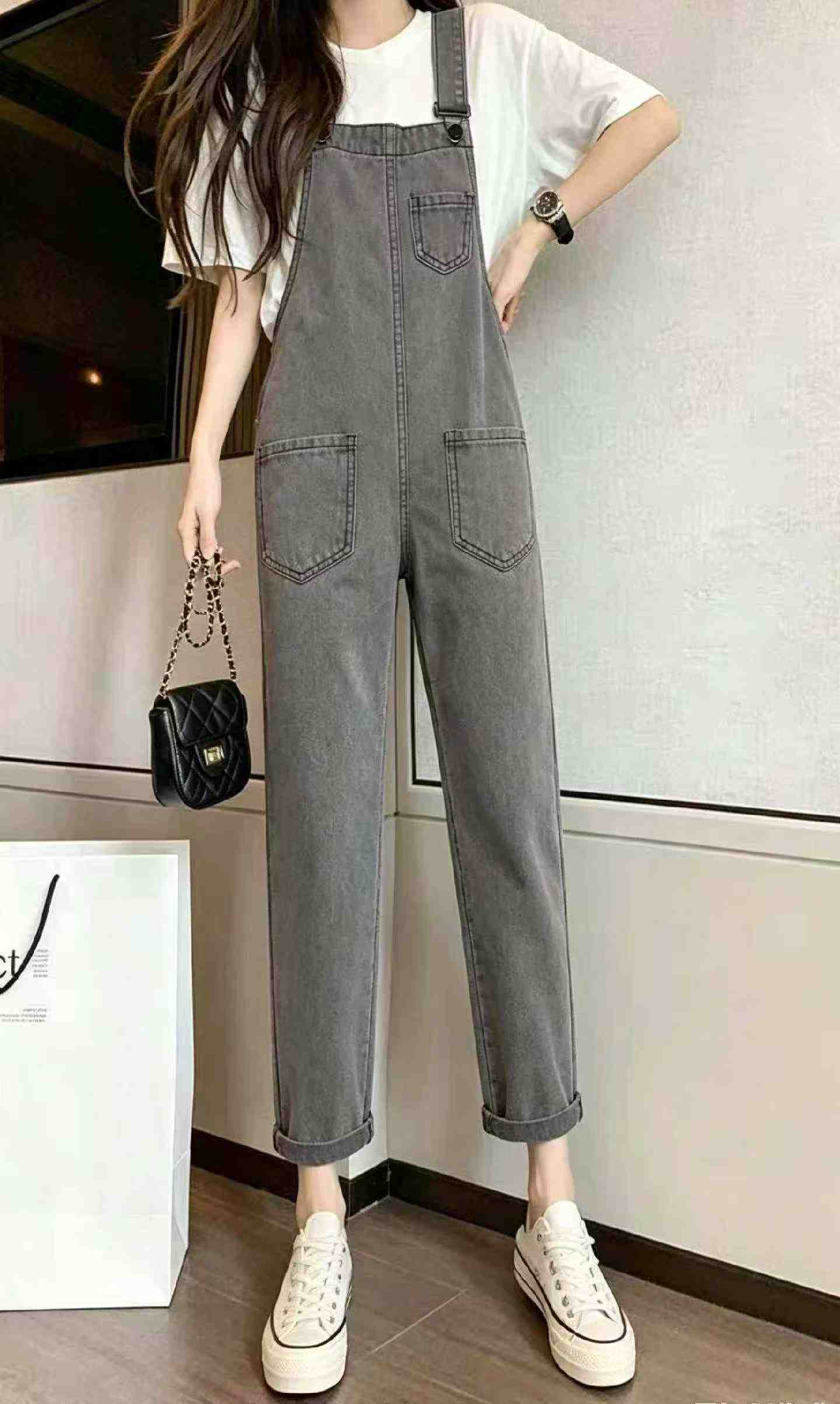 98 Pcs Spring Summer Vintage Washed Cotton Denim Overalls - Image 6