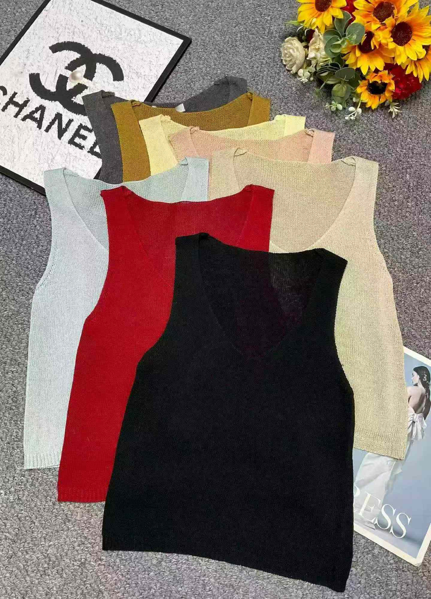 Novedad de Verano: Chaleco de punto con cuello en V de Tencel y lino de diseño nicho, 599 piezas - Image 2