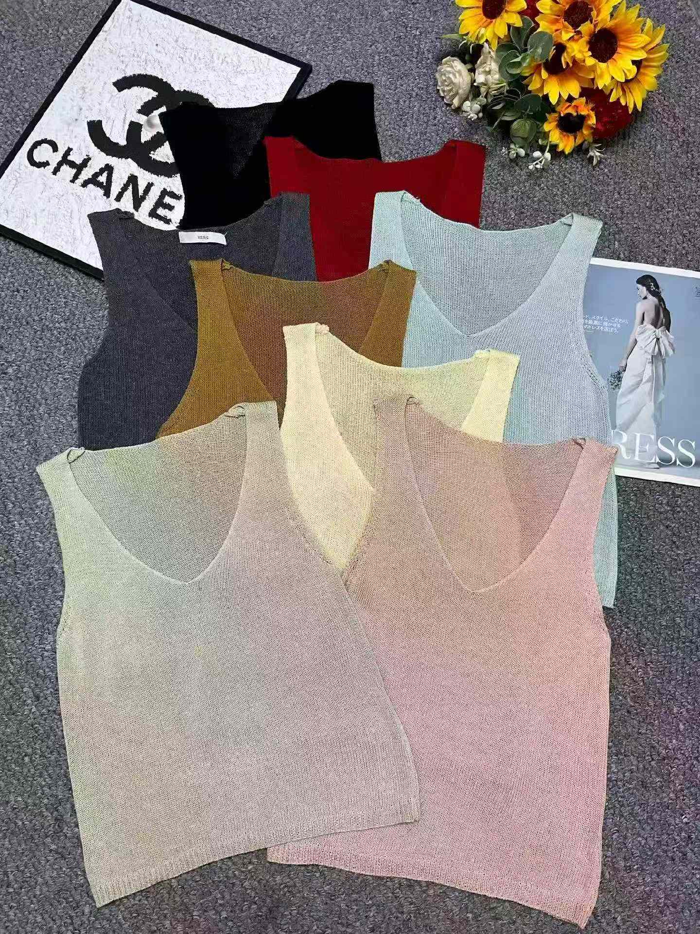 Novedad de Verano: Chaleco de punto con cuello en V de Tencel y lino de diseño nicho, 599 piezas - Image 3