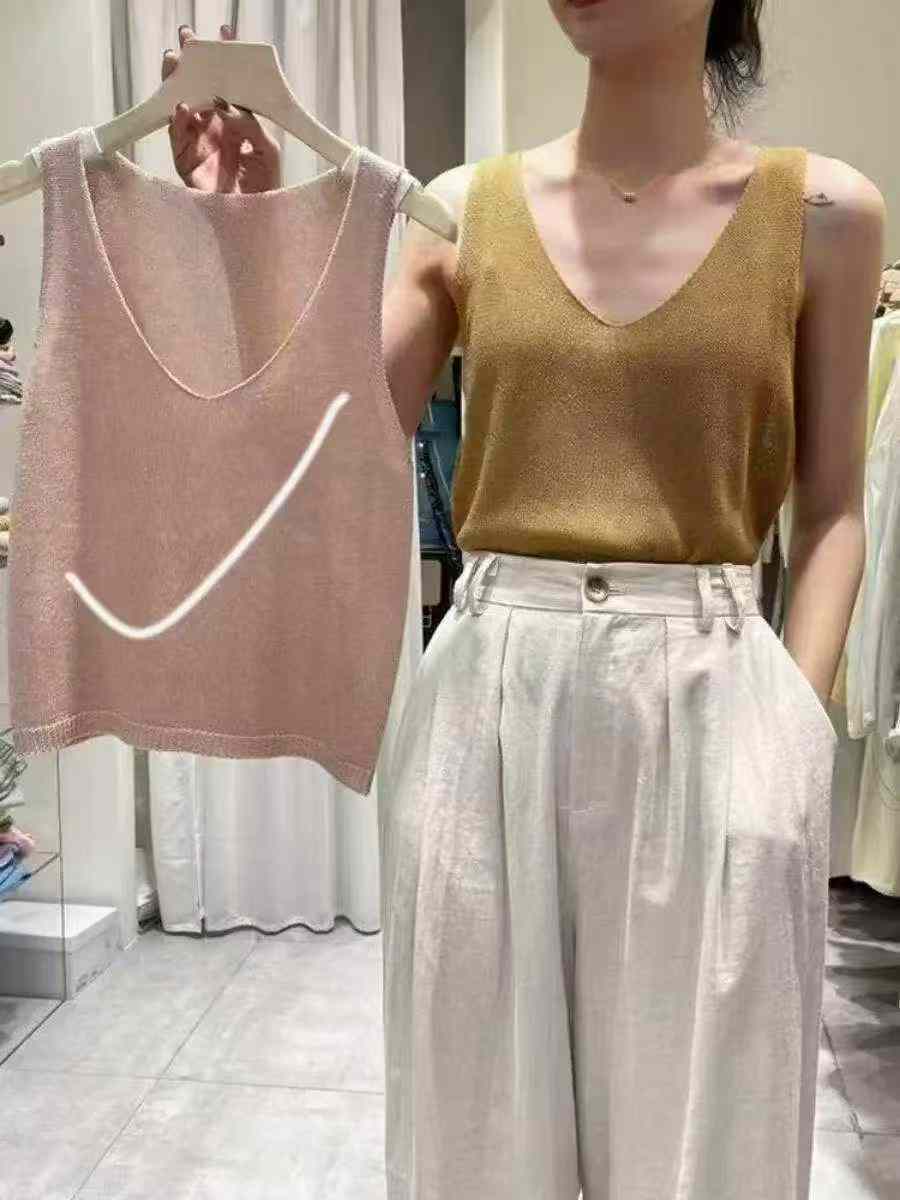Novedad de Verano: Chaleco de punto con cuello en V de Tencel y lino de diseño nicho, 599 piezas - Image 8