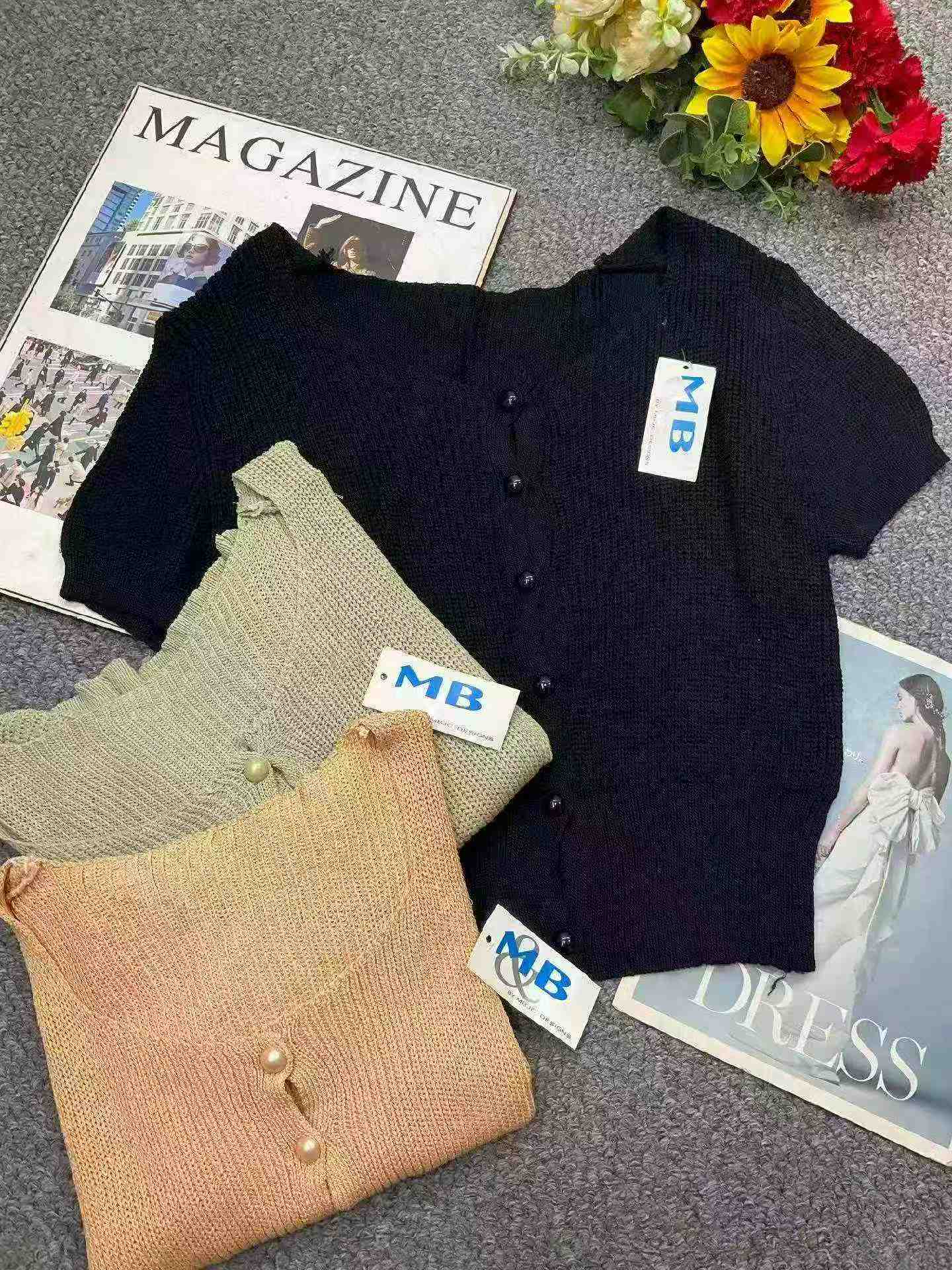 Novo Cardigan de Tricot de Verão de Estilo Coreano, Modelo Cropped com Ajuste de Cintura e Manga Curta, Cerca de 80 Peças - Image 3