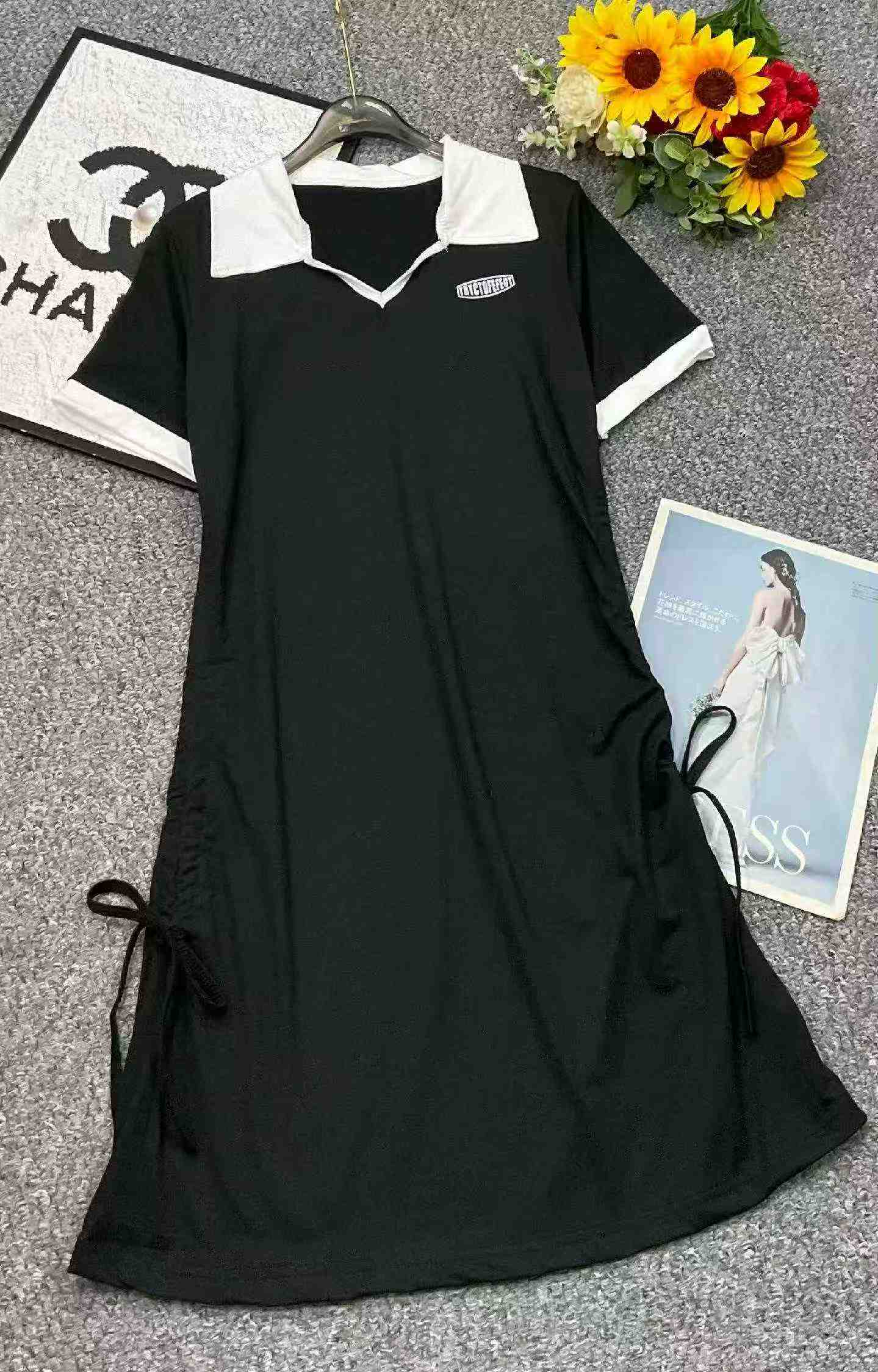 New Summer Slim Waist Polo Dress For Women, About 700 Pieces Stock Wholesale - Image 3