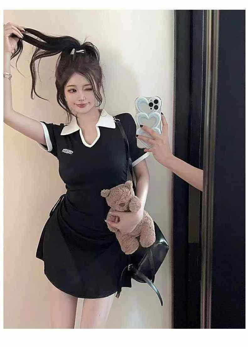 New Summer Slim Waist Polo Dress For Women, About 700 Pieces Stock Wholesale - Image 6