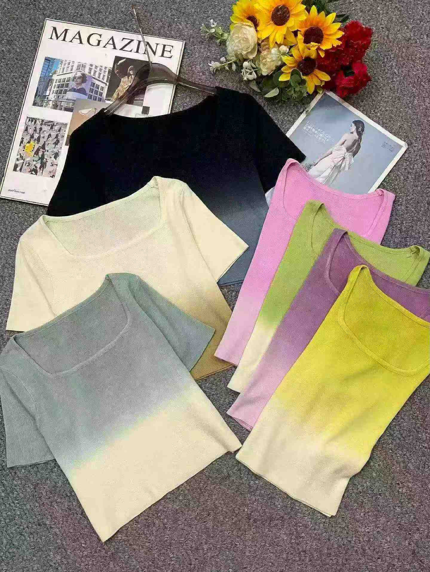 Summer New Gradient Ice Silk Knit Short Sleeve T-shirt, 1260 Pcs - Image 3