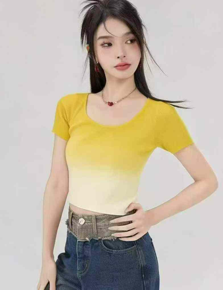 Summer New Gradient Ice Silk Knit Short Sleeve T-shirt, 1260 Pcs - Image 5