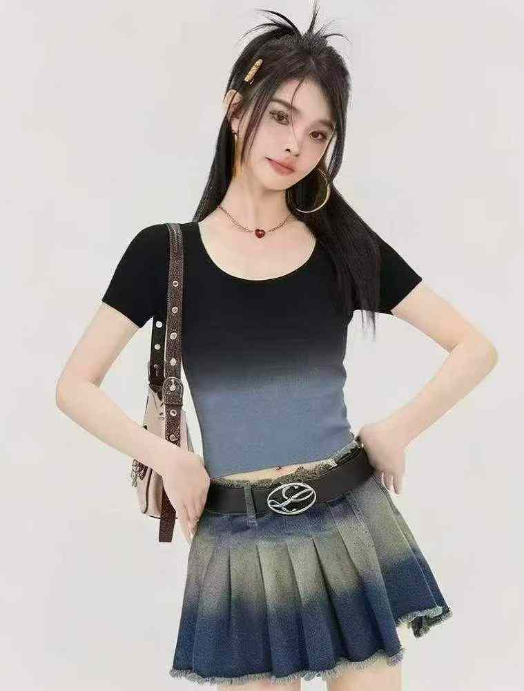 Summer New Gradient Ice Silk Knit Short Sleeve T-shirt, 1260 Pcs - Image 7