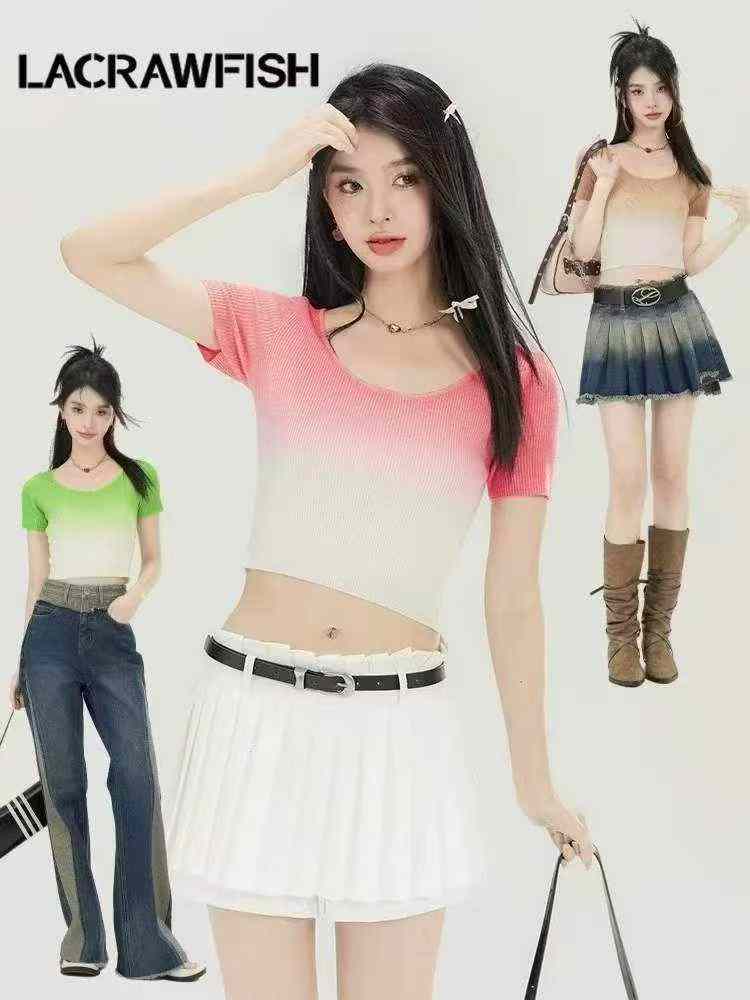 Summer New Gradient Ice Silk Knit Short Sleeve T-shirt, 1260 Pcs - Image 8
